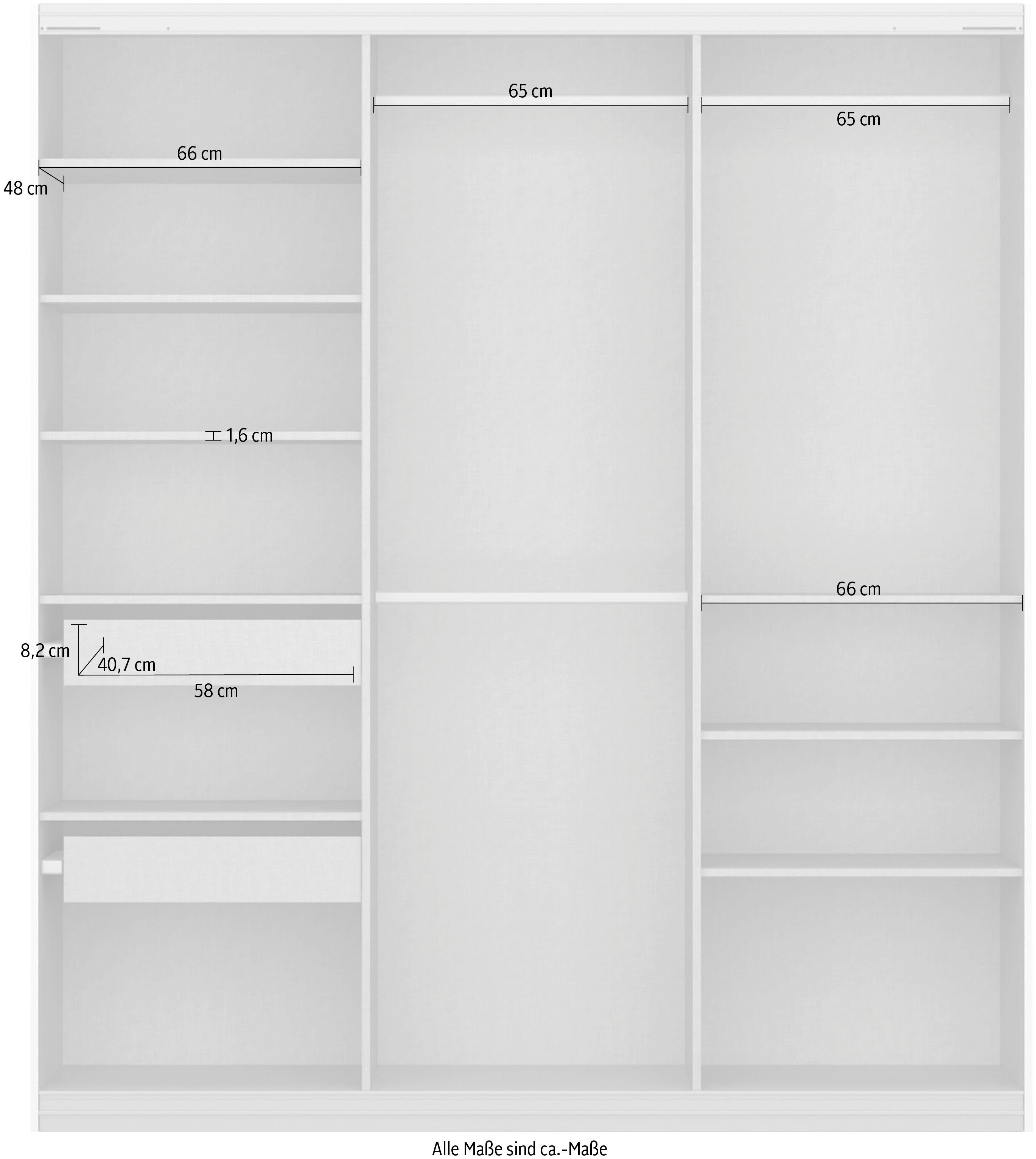 rauch Zweefdeurkast Koluna Glazen front, inclusief 2 lades en extra planken
