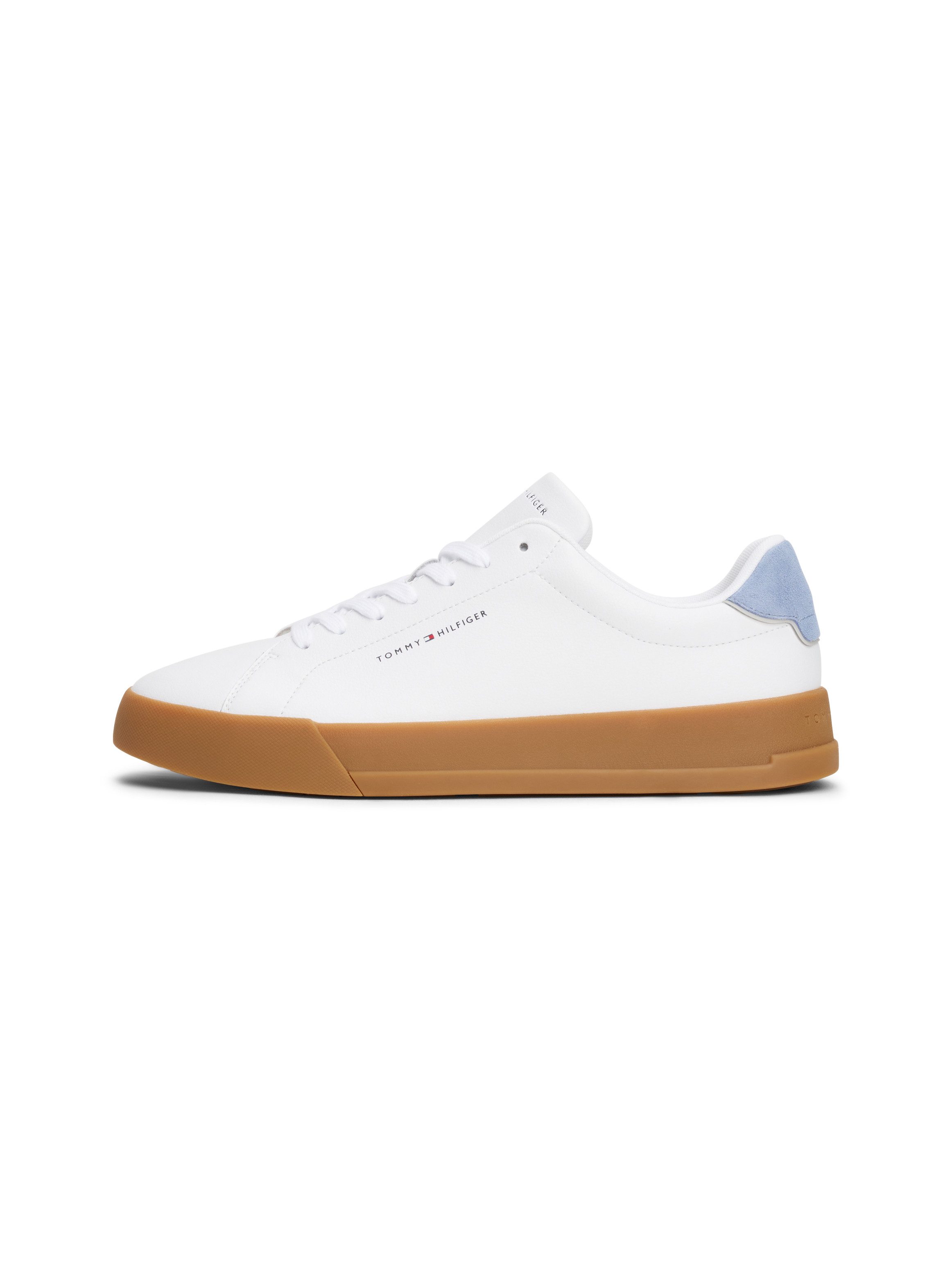 Tommy Hilfiger Sneakers TH COURT LTH DETAIL ESS , vrijetijdsschoen, lage schoen, veterschoen met zijlijk logo-opdruk