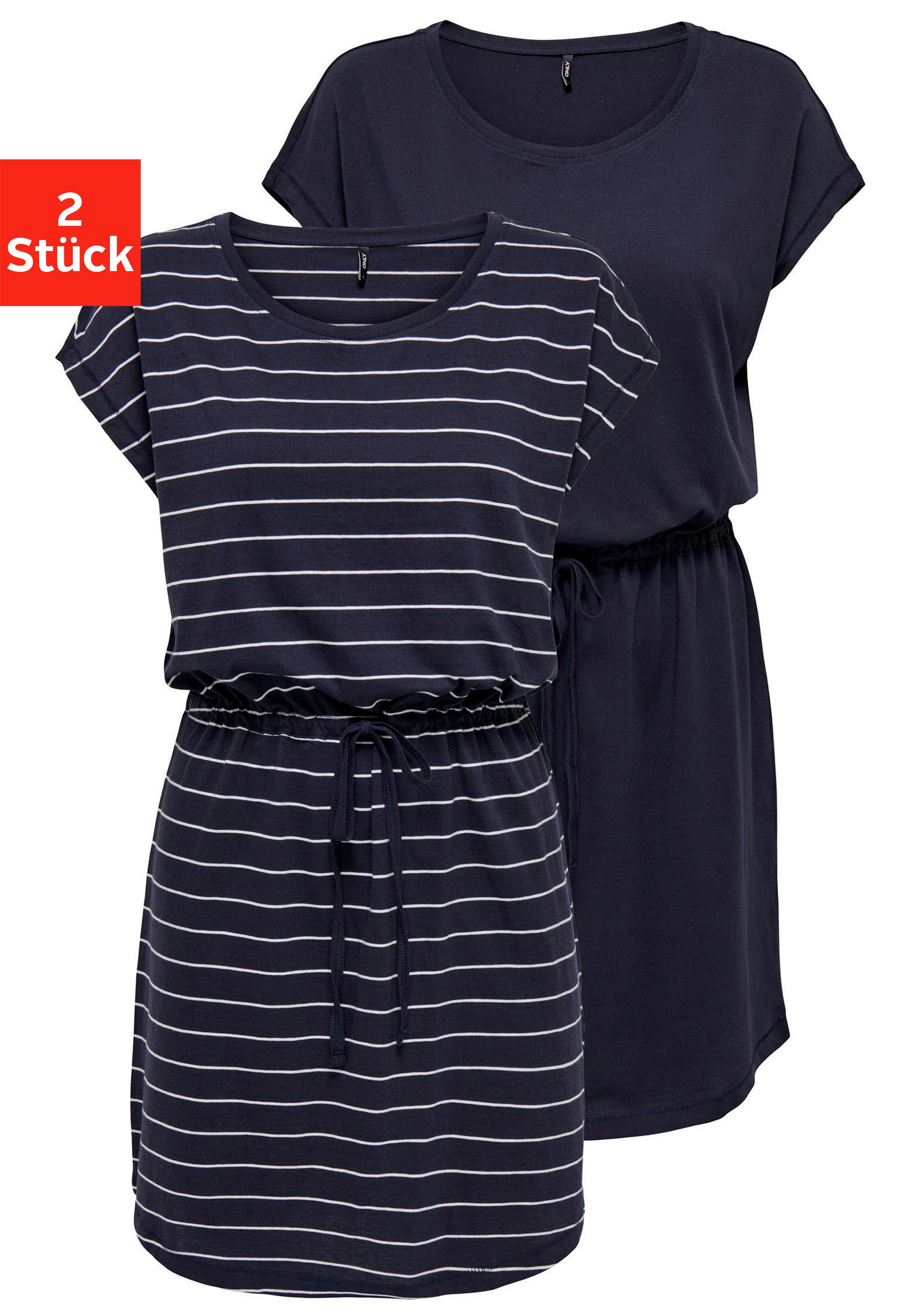Only Shirtjurk ONLMAY LIFE S/S DRESS 2 PACK CS JRS flexibel taillierbaar voor een individuele pasvorm (Set van 2)