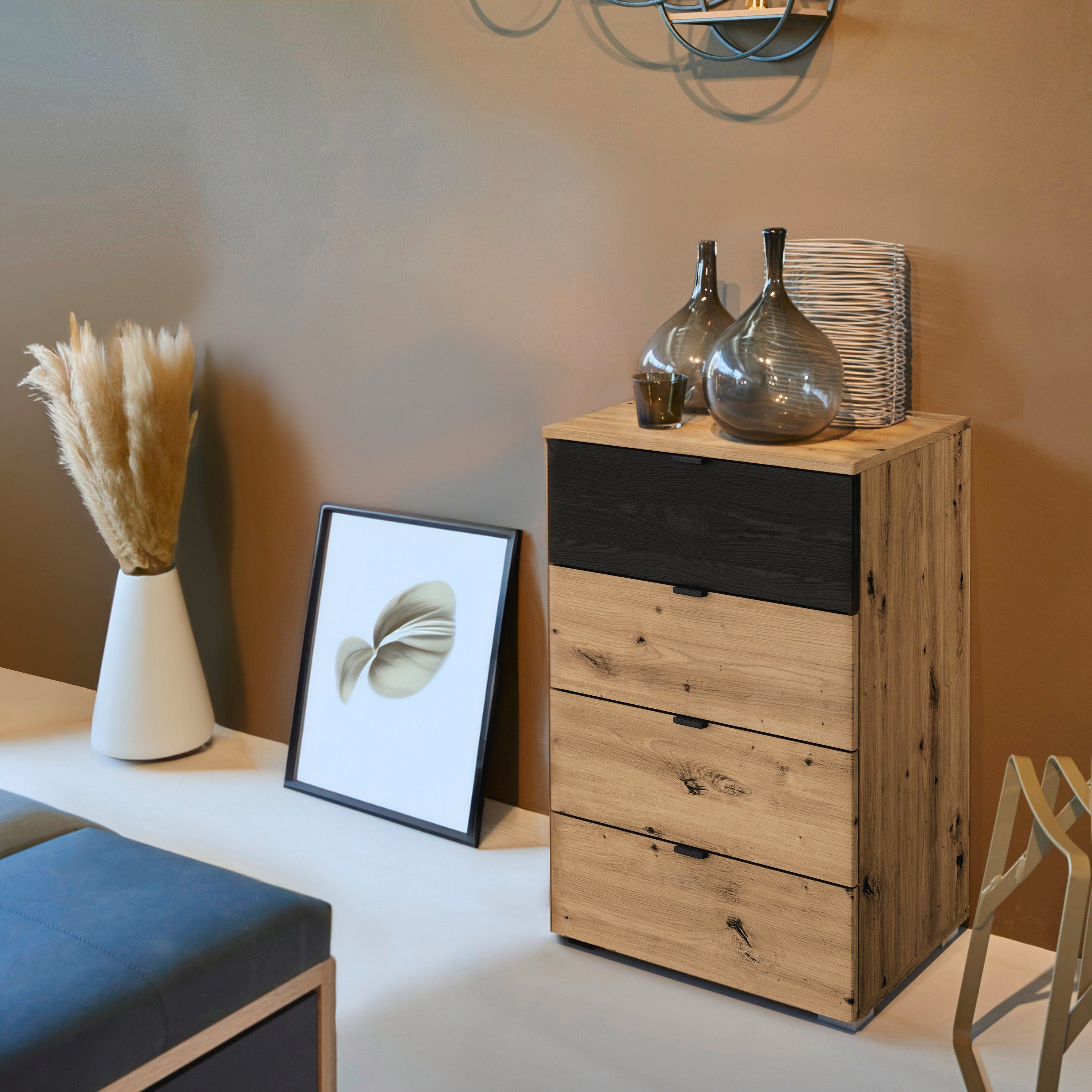 rauch Ladekast Commode Sideboard Ladecommode APOLLON met 4 lades, 1 lade in afwerking black oak made in germany