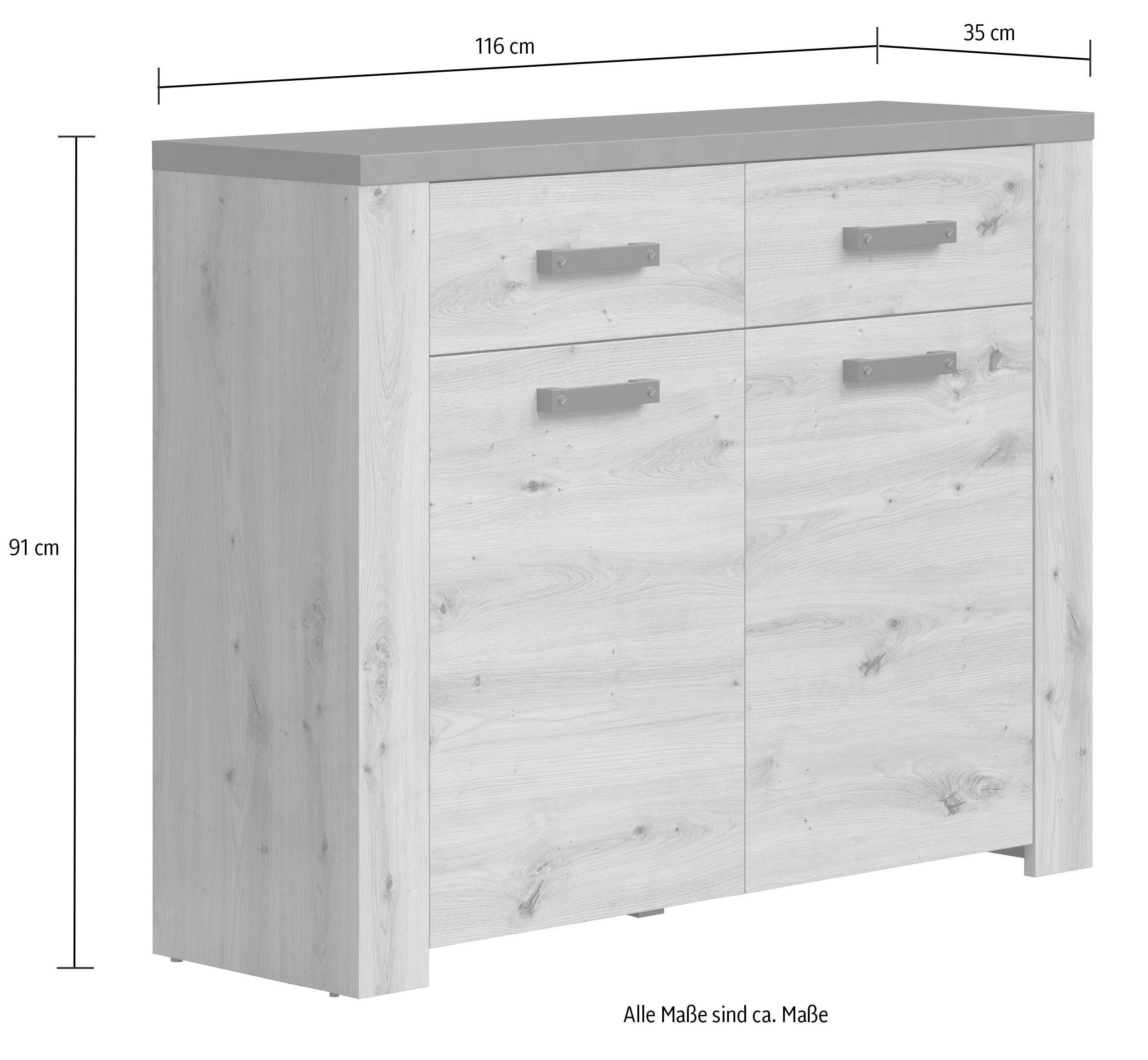 Home affaire Kast Ambres mat echt-hout-look, ca.-afm. bxh: 116x91 cm, lichtbruin, smal (1 stuk)