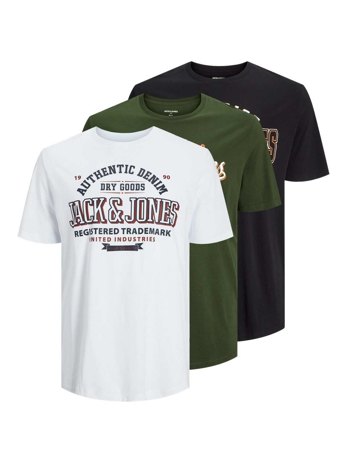 Jack & Jones PlusSize Shirt met ronde hals (set, 3-delig)