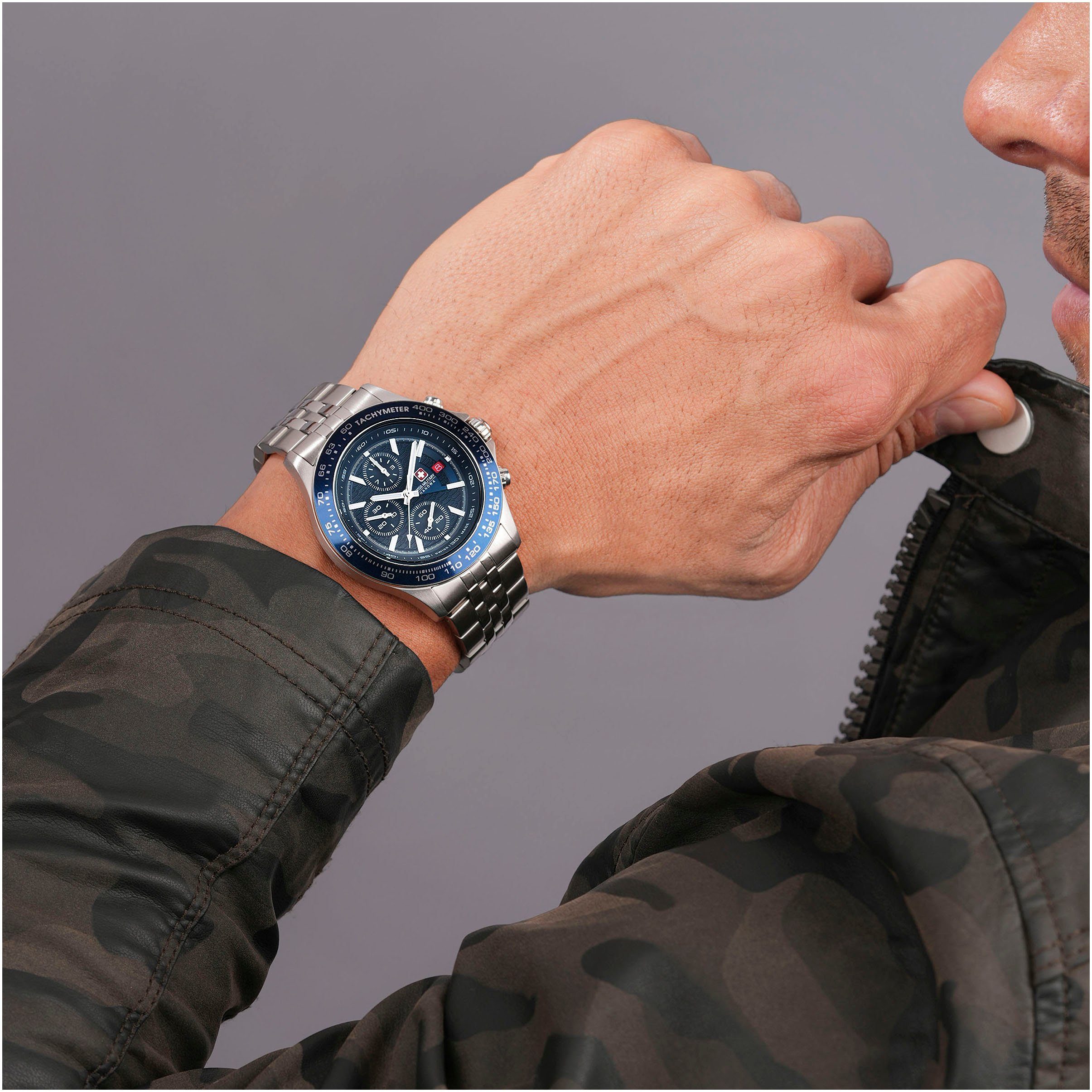 Swiss Military Hanowa Chronograaf WATCHMAN Quartzhorloge, herenhorloge, datum, stopwatchfunctie, saffierglas, Swiss Made