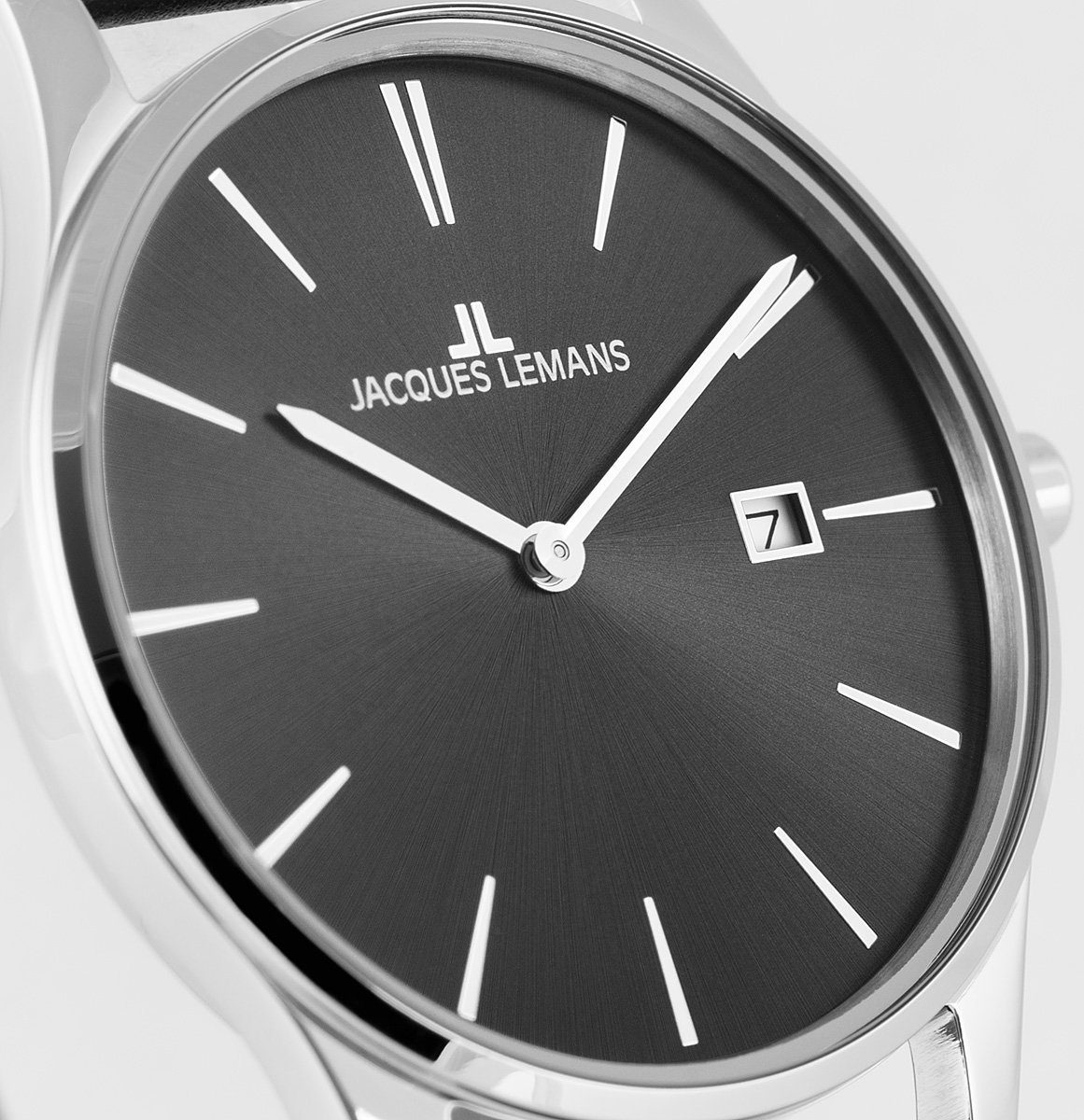 Jacques Lemans Kwartshorloge London, 1-2122A Polshorloge, dameshorloge, herenhorloge, datum, leren armband