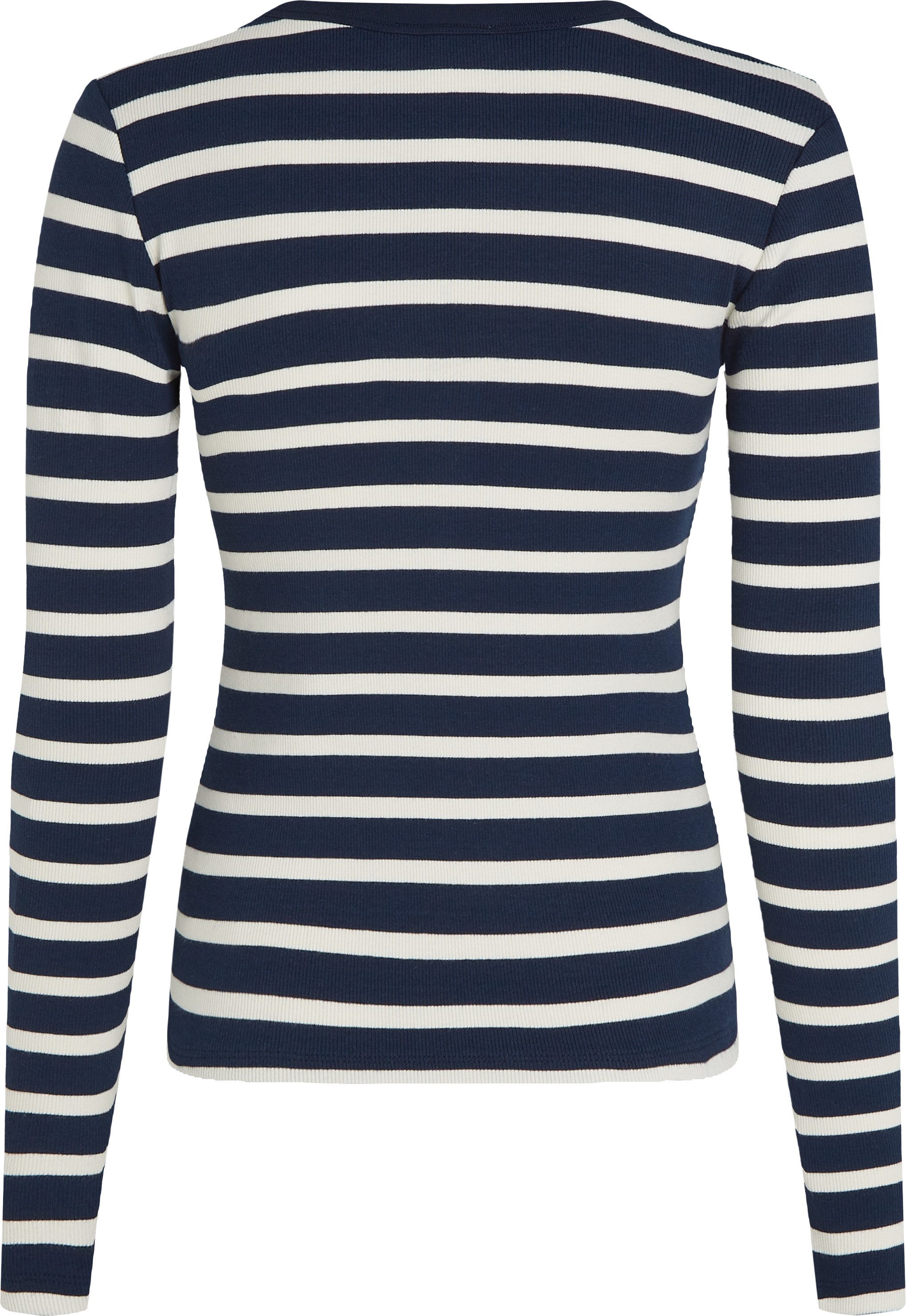 Tommy Hilfiger Shirt met lange mouwen SLIM HENLEY GB SCOOP-NK LS met ribstructuur, met metalen label