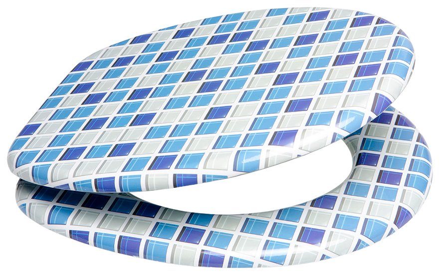 Sanilo Toiletzitting Mozaïek blauw met soft-closemechanisme