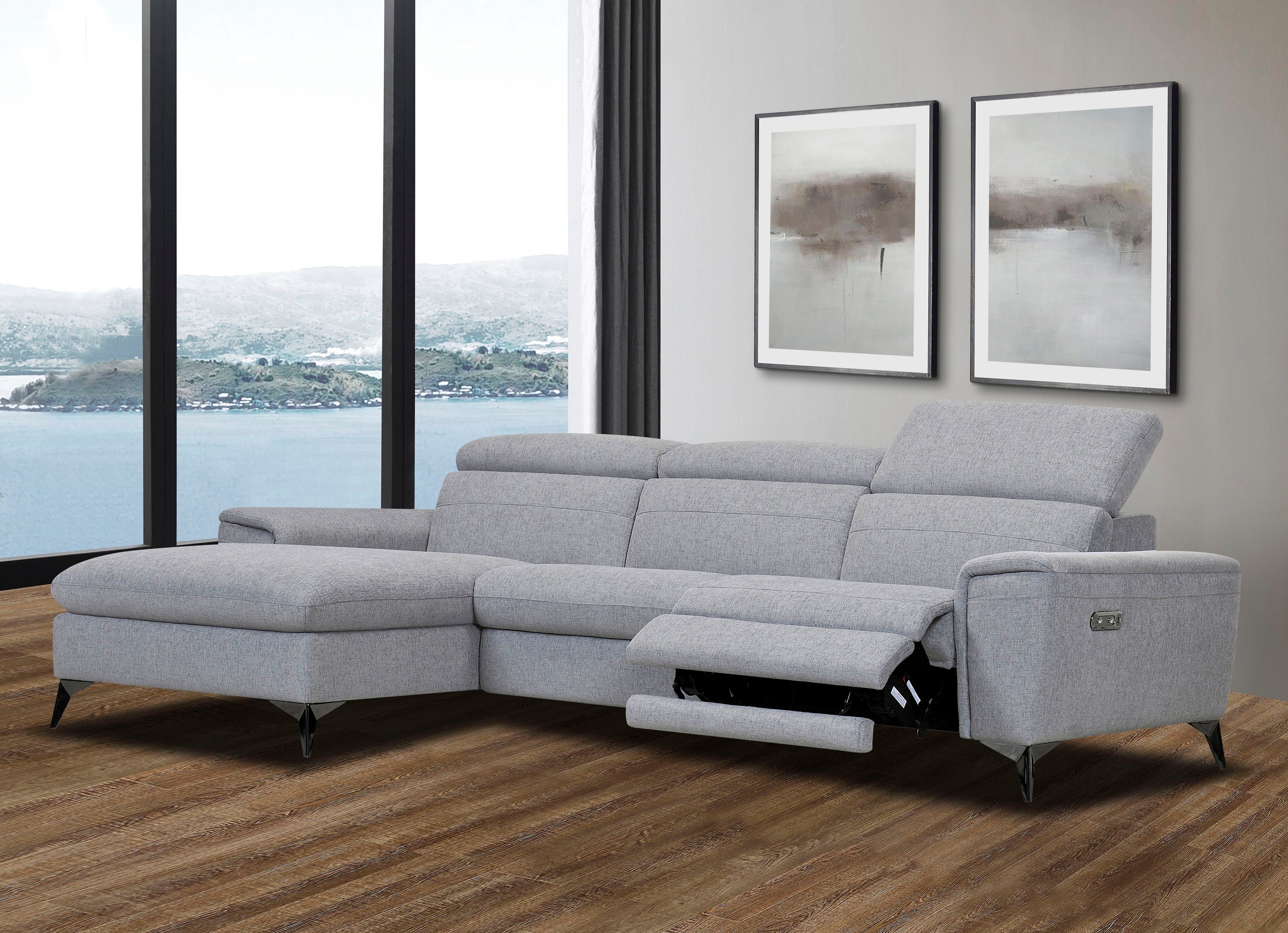 Places of Style Hoekbank Theron, L-vorm, 263 cm, elektrische relaxfunctie, usb-aansluiting, handmatig verstelbaar hoofdeind