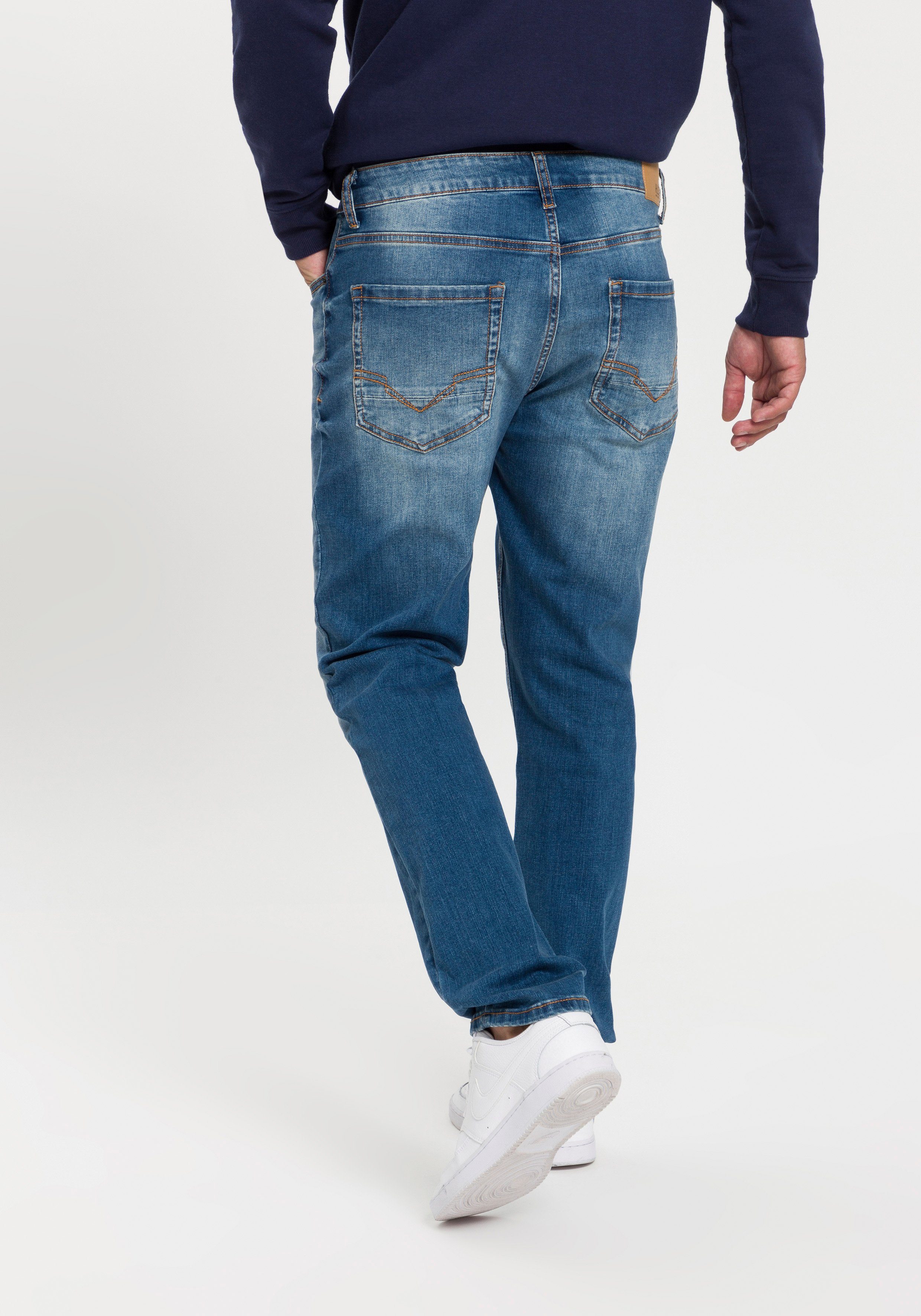 H.I.S Straight jeans DIX rechte pasvorm, lage taille, used-wassing