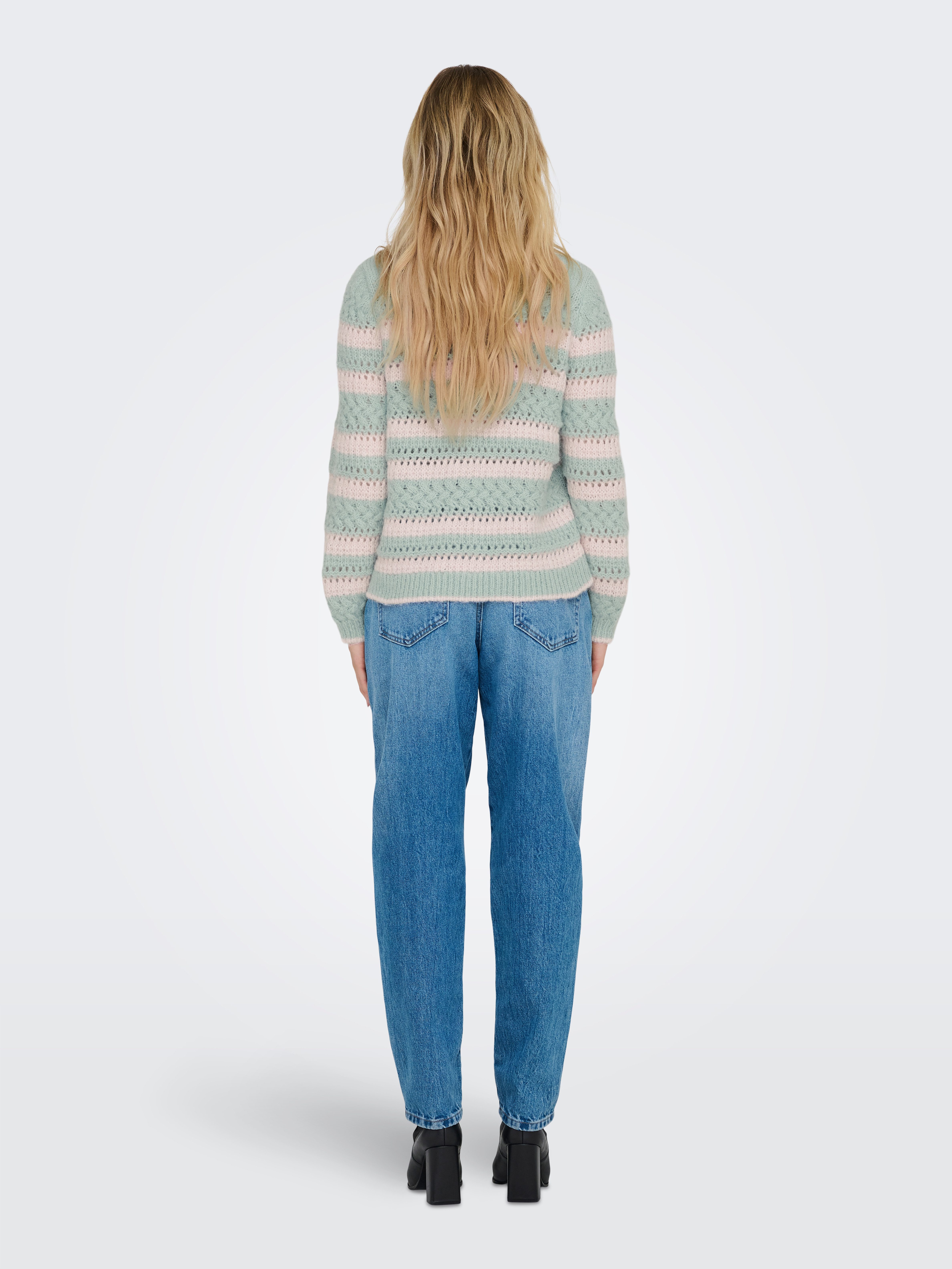 Only Trui met ronde hals ONLKIMA LS LIFE STRIPE O-NECK CC KNT