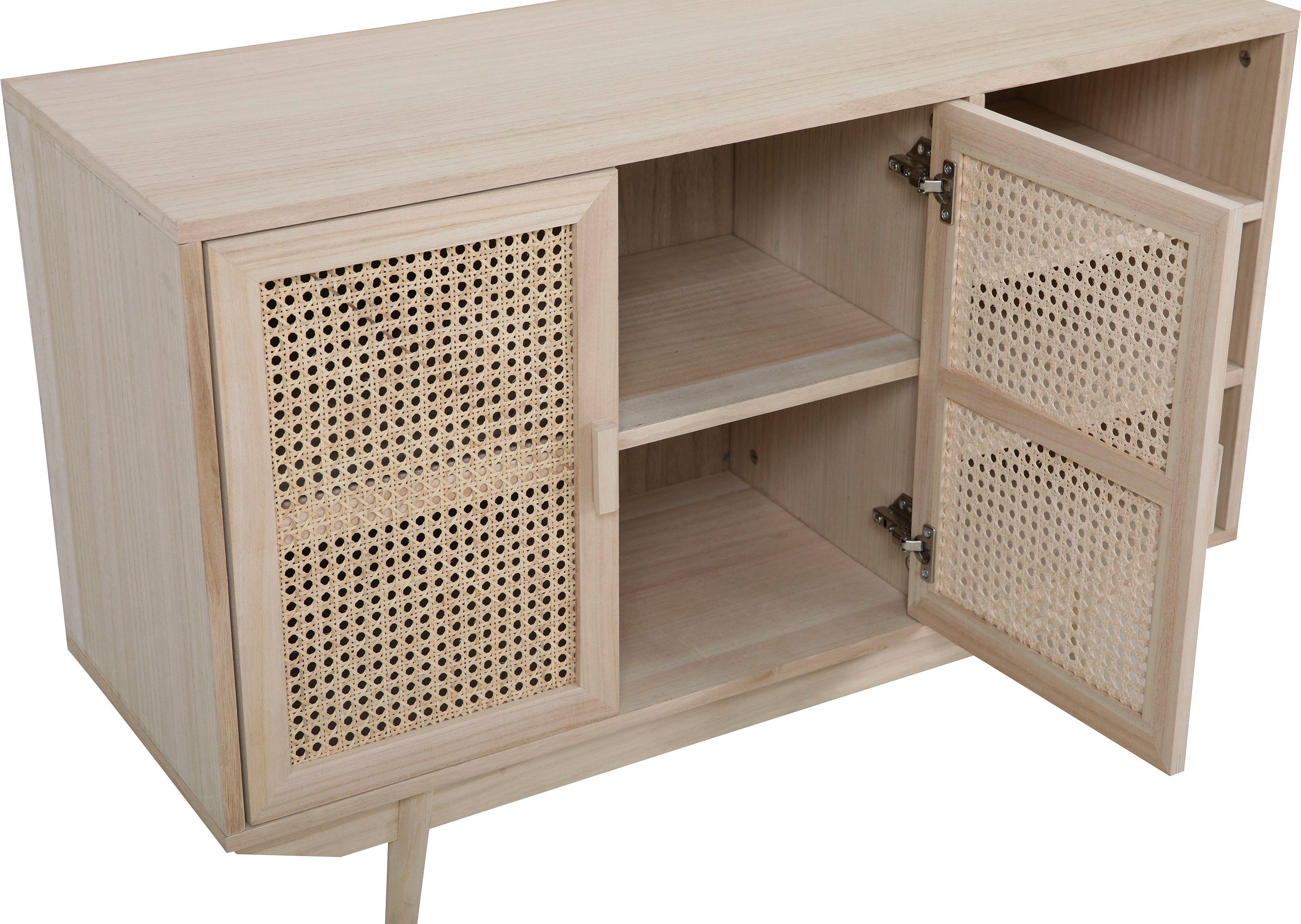 SalesFever Dressoir kast met deurfronten van rietweefsel, weens weefsel