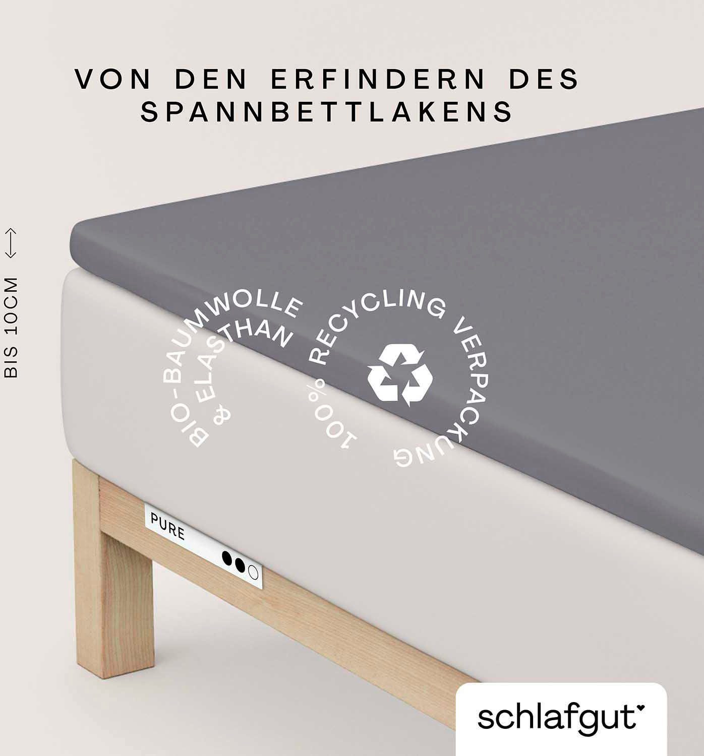Schlafgut Hoeslaken PURE TOPPER in maat 90x200, 140x200 of 180x200 cm, hoes voor topper van 100% biologische katoen, voor matrassen tot 10 cm hoogte,