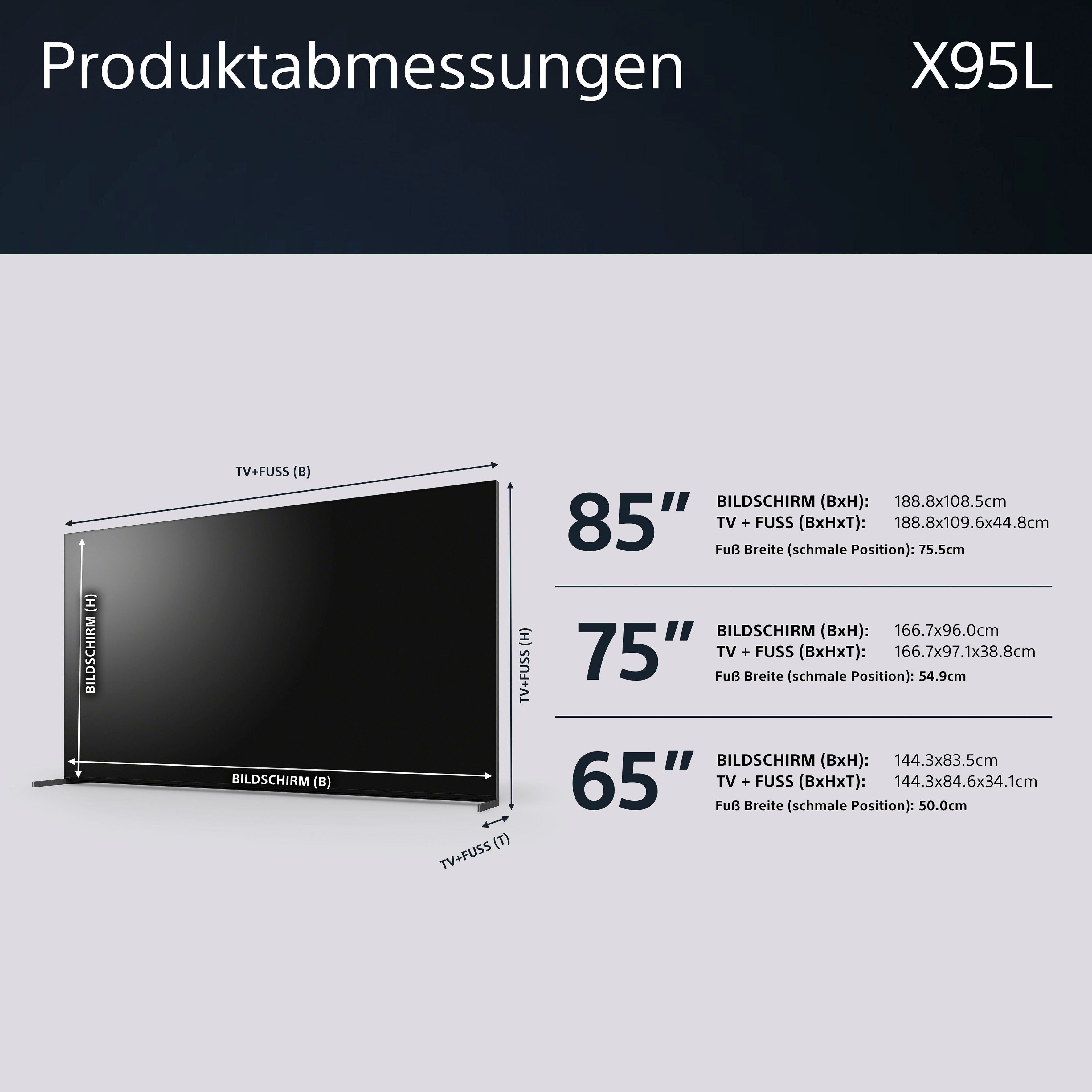 Sony Mini-led-tv XR-85X95L, 215 cm / 85", 4K Ultra HD, Google TV, Smart TV, TRILUMINOS PRO, BRAVIA CORE, met exclusieve PS5 functies