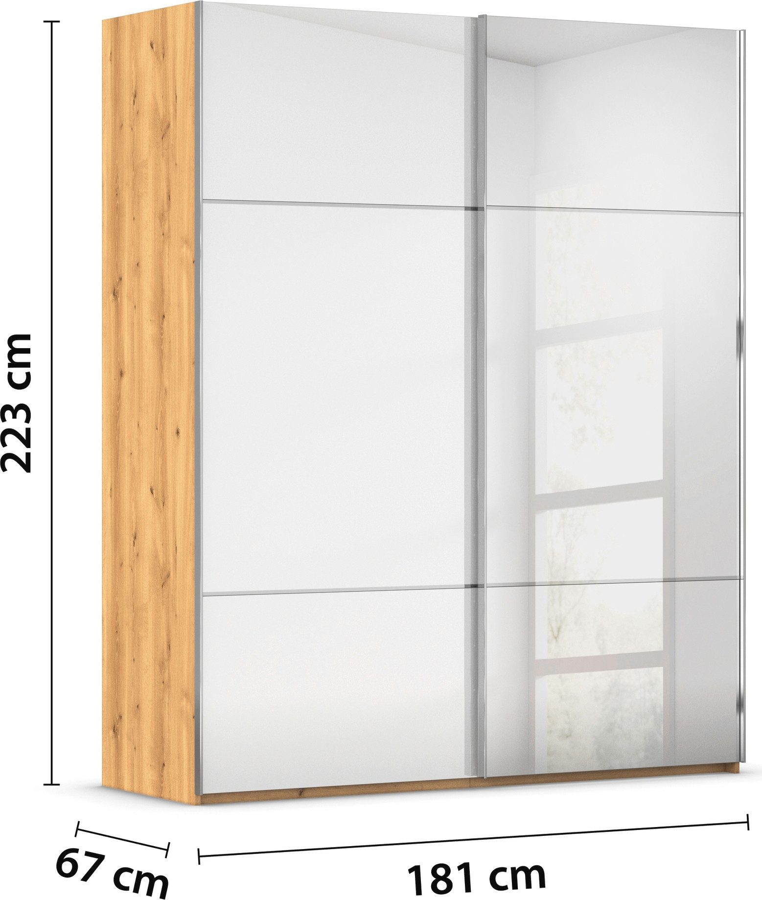 rauch Schuifdeurkast Kledingkast kast garderobe slaapkamerkast SCALE-TRIO edel drievoudig front met 2 sierlijsten spiegel/glas made in germany
