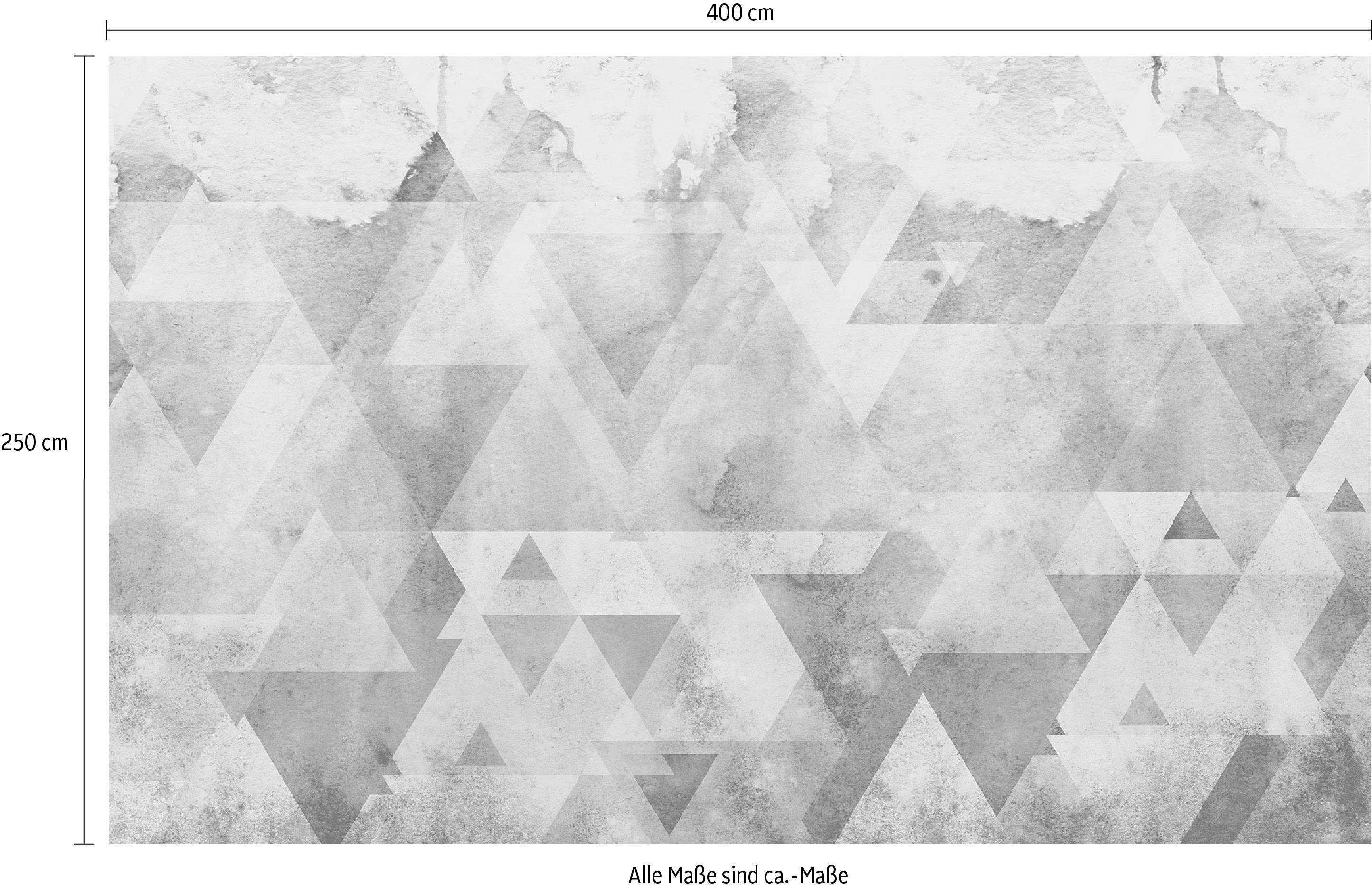 Komar Vliesbehang Digitale print vlies - Triangles Blue - Afmeting 400 x 250 cm (1 stuk)