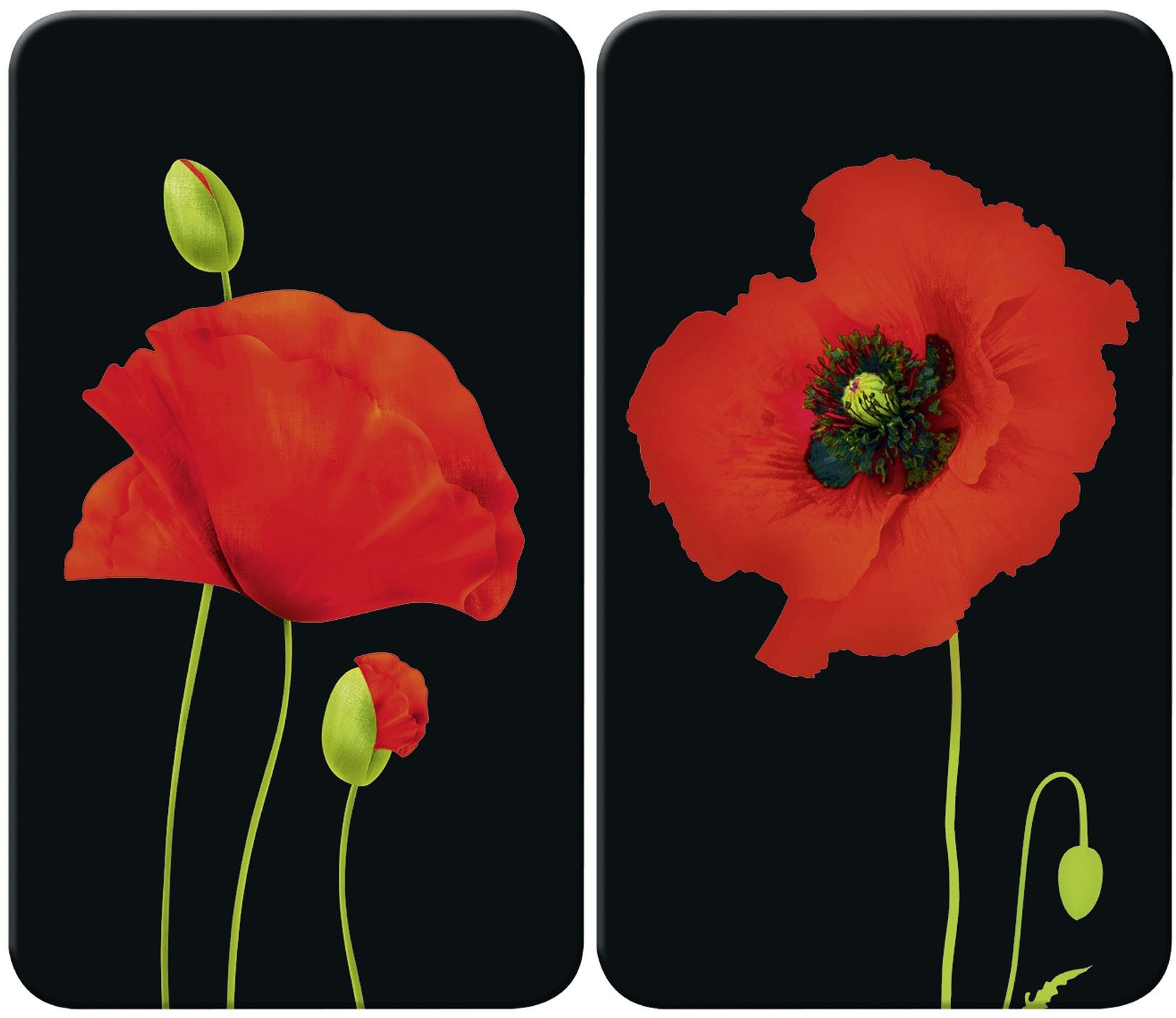 Maximex WENKO Kookplaatdeksel Universal Model Mohn (set, 2-delig) accessoires zwart