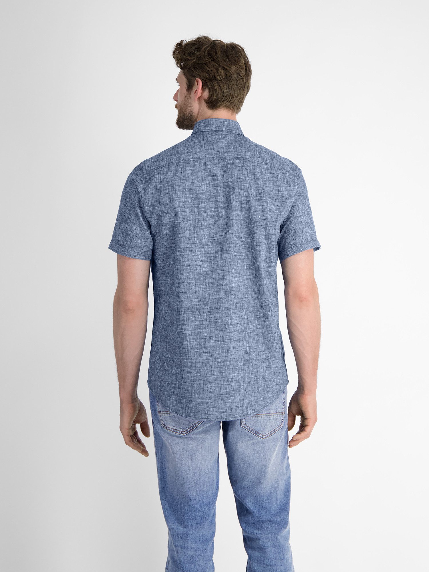 Lerros Overhemd met korte mouwen LERROS kortarmig overhemd met verborgen button-down kraag