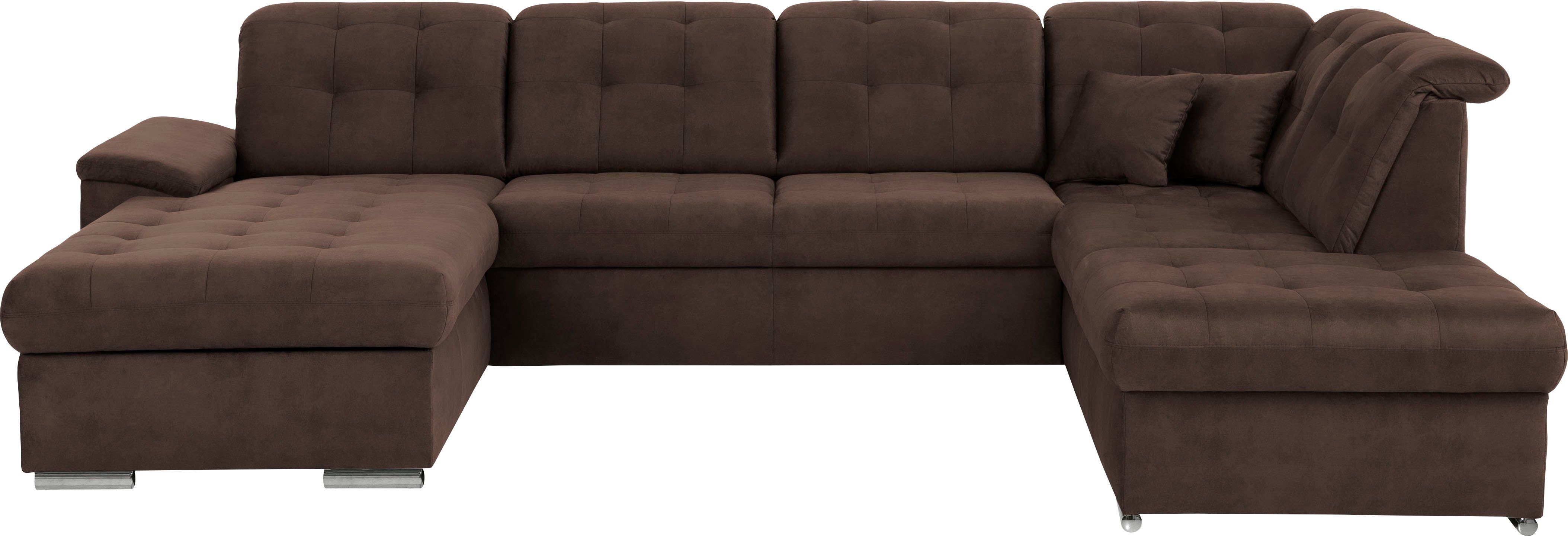 exxpo - sofa fashion Zithoek Durango, uitgebreide zit- en rugverwerking, comfortabel, U-vorm inclusief verstelbare hoofdsteun, naar keuze met slaapfunctie en bedkist (4-delig)