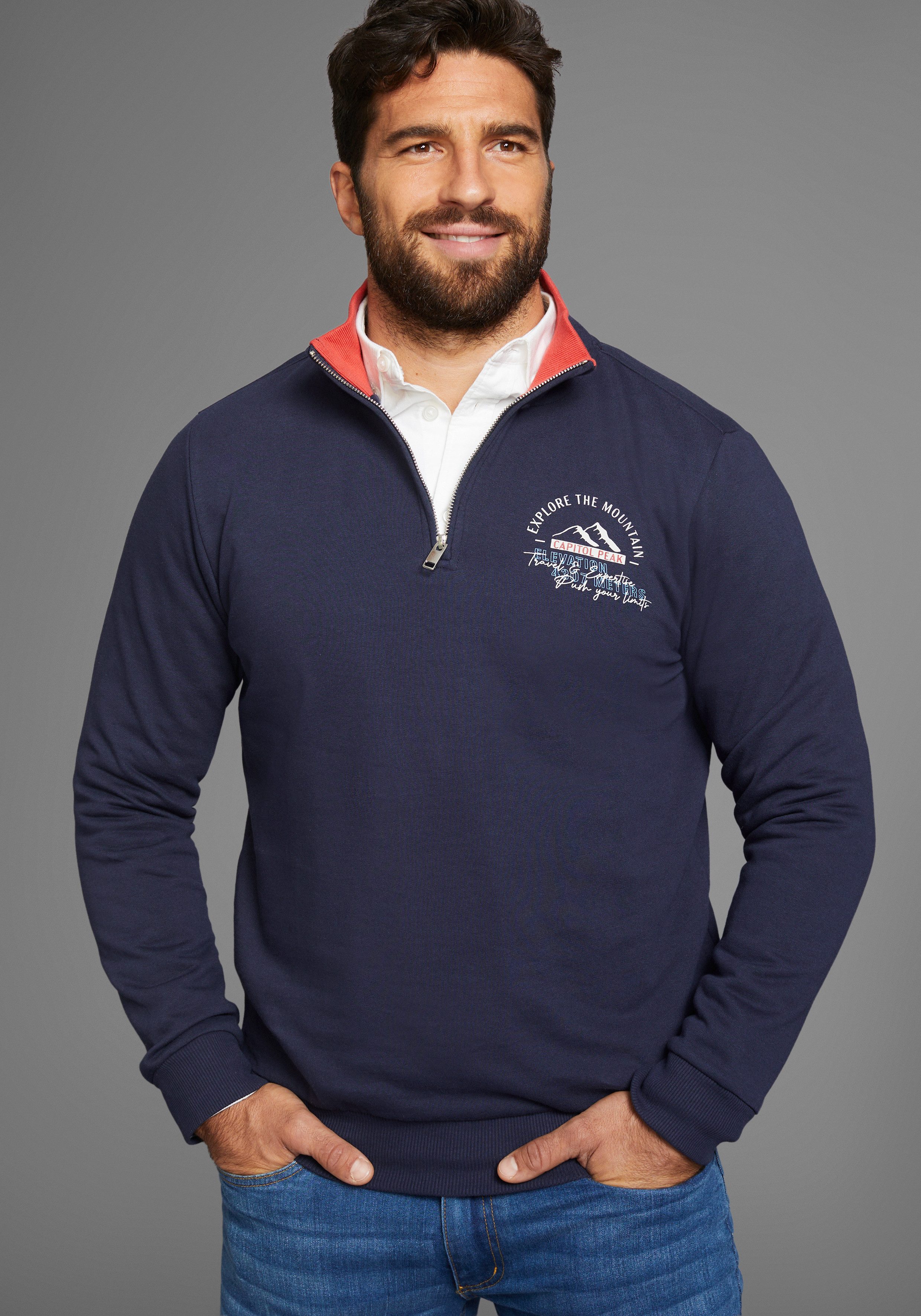 Man's World Sweatshirt met contrasterende kraag nieuwe collectie