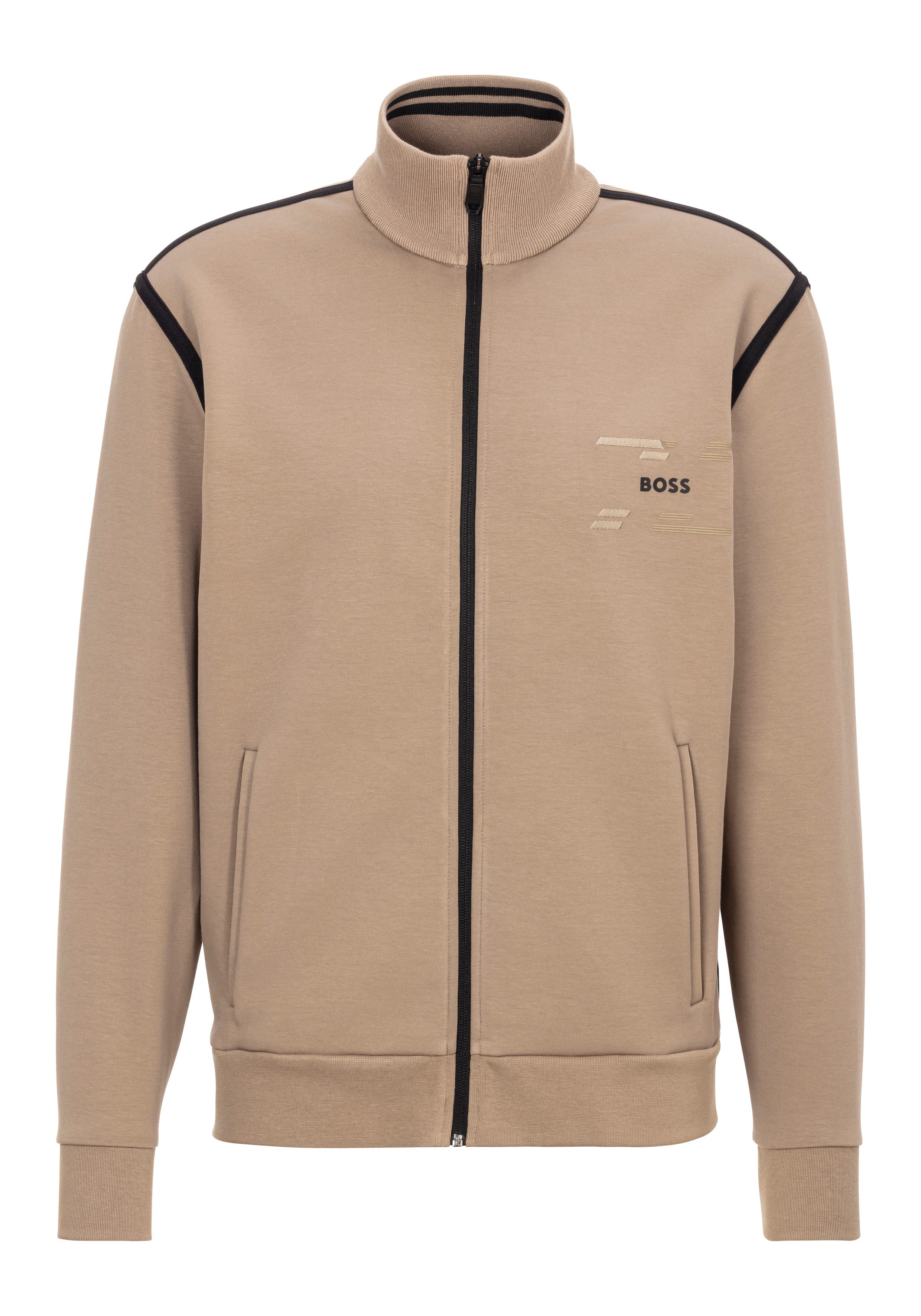 BOSS GREEN Sweatvest Skaz Tape met opstaande kraag