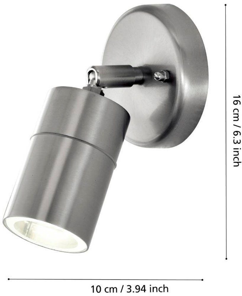 EGLO Ledwandlamp voor buiten STOCKHOLM1 spot, wandspot, buitenlamp, roestvrij staal, zilver, IP44 (1 stuk)
