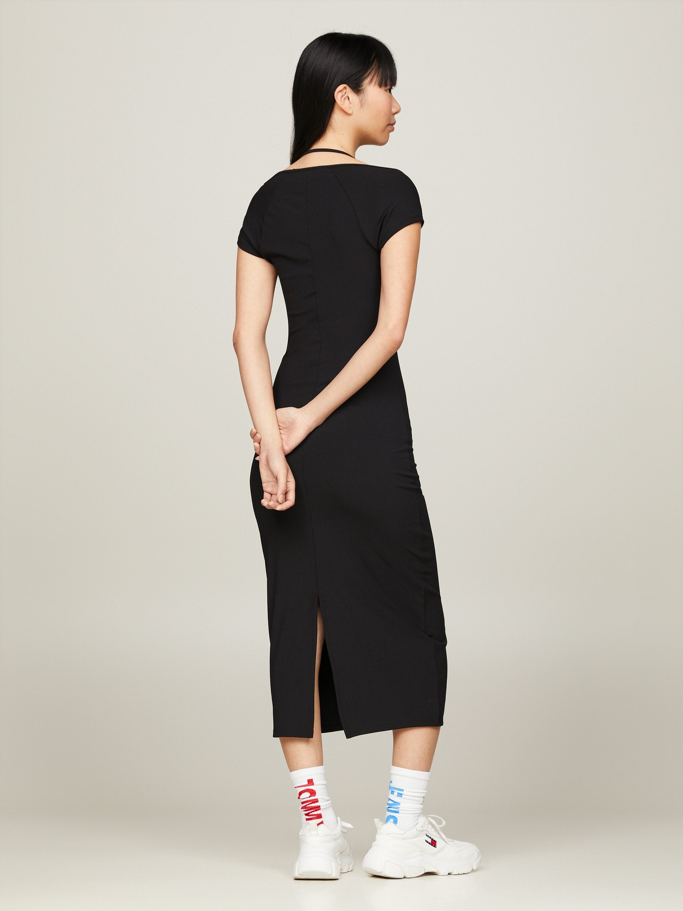 TOMMY JEANS Jerseyjurk TJW MIDI BADGE RIB DRESS EXT
