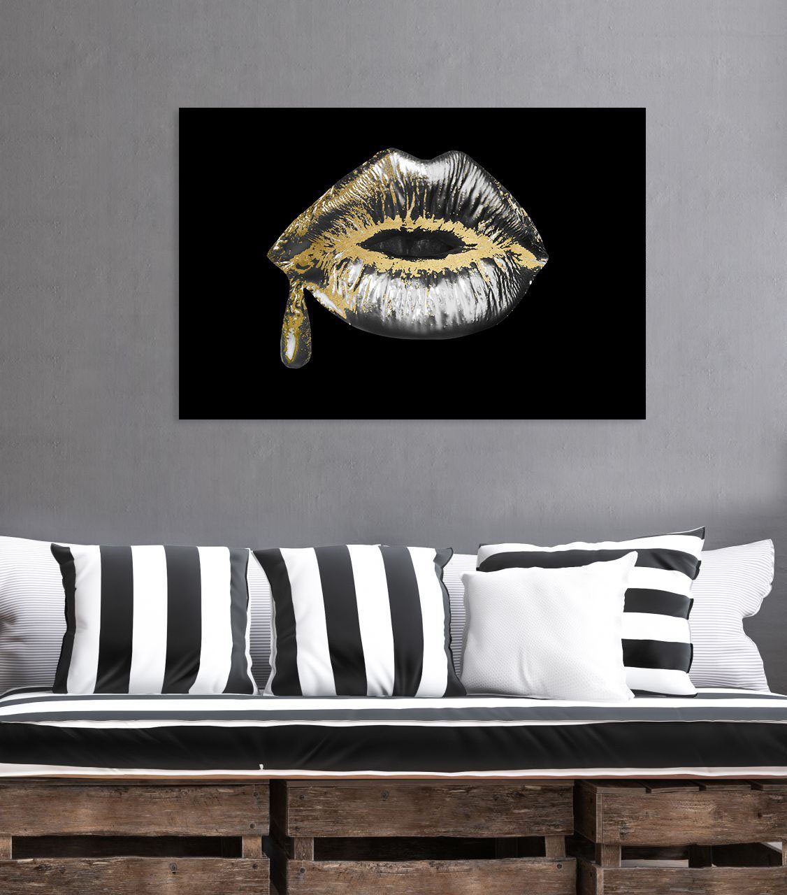 queence Artprint op acrylglas Hathor met de hand ingewerkte bladgoud applicaties (1 stuk)