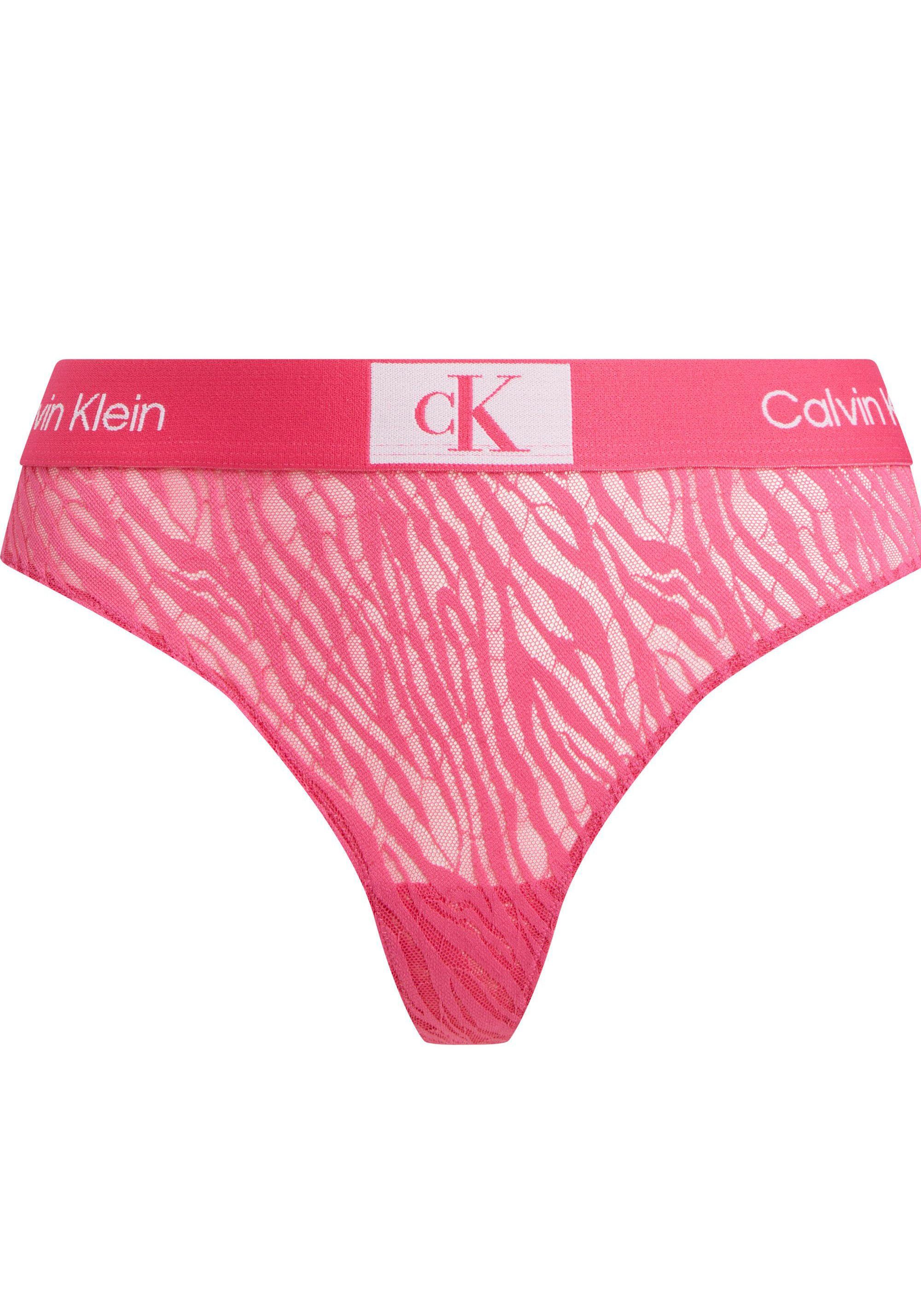 Calvin Klein Jeans Fuchsia Kant String met Semi-Transparante Afwerking Pink Dames