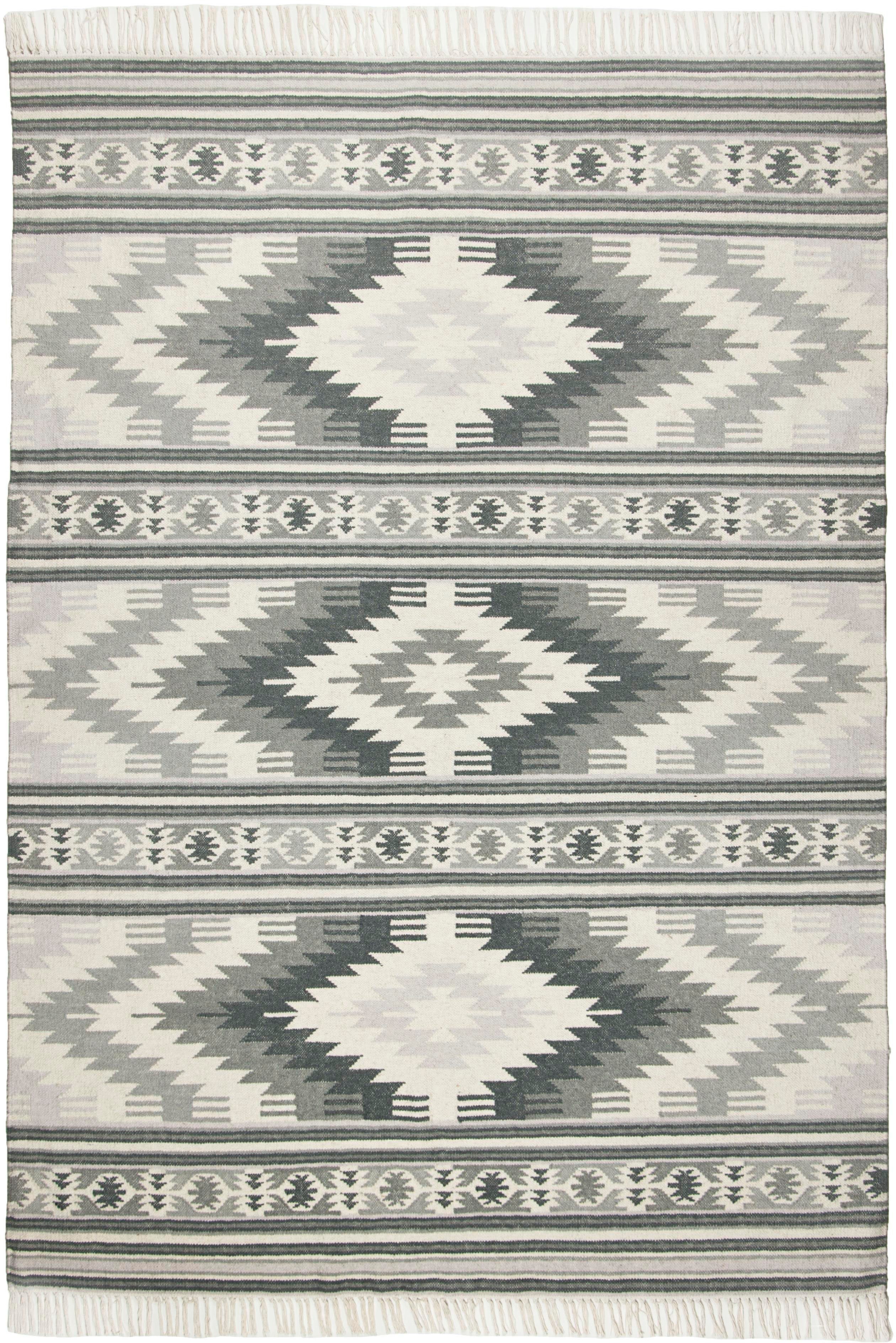 TOM TAILOR HOME Wollen kleed Kelim Colors I zuivere wol, robuust en slijtvast, met franje, boho-stijl