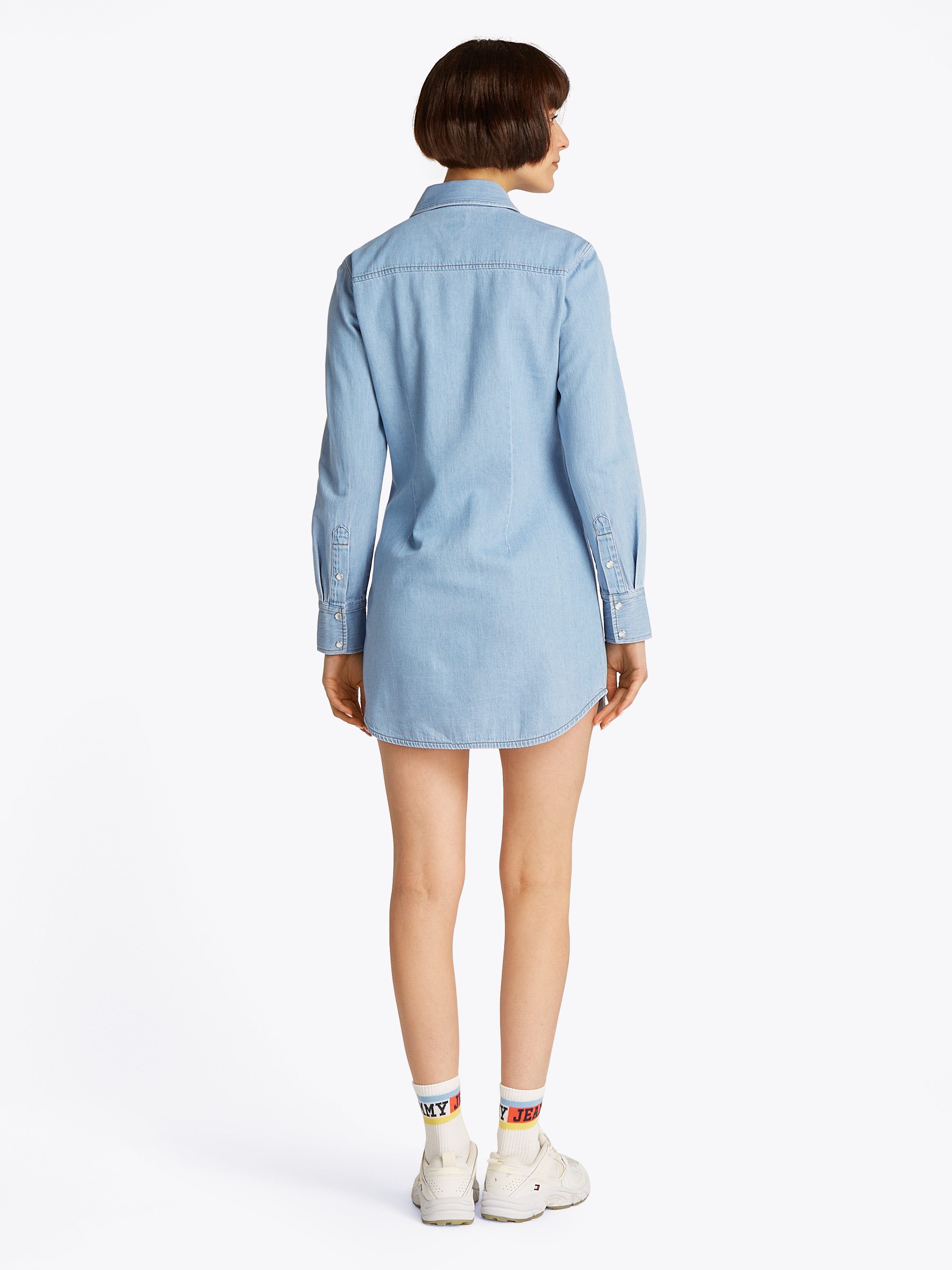 TOMMY JEANS Jurk met overhemdkraag REGULAR SHIRT DRESS EXT met borstzakken, logo-borduursel