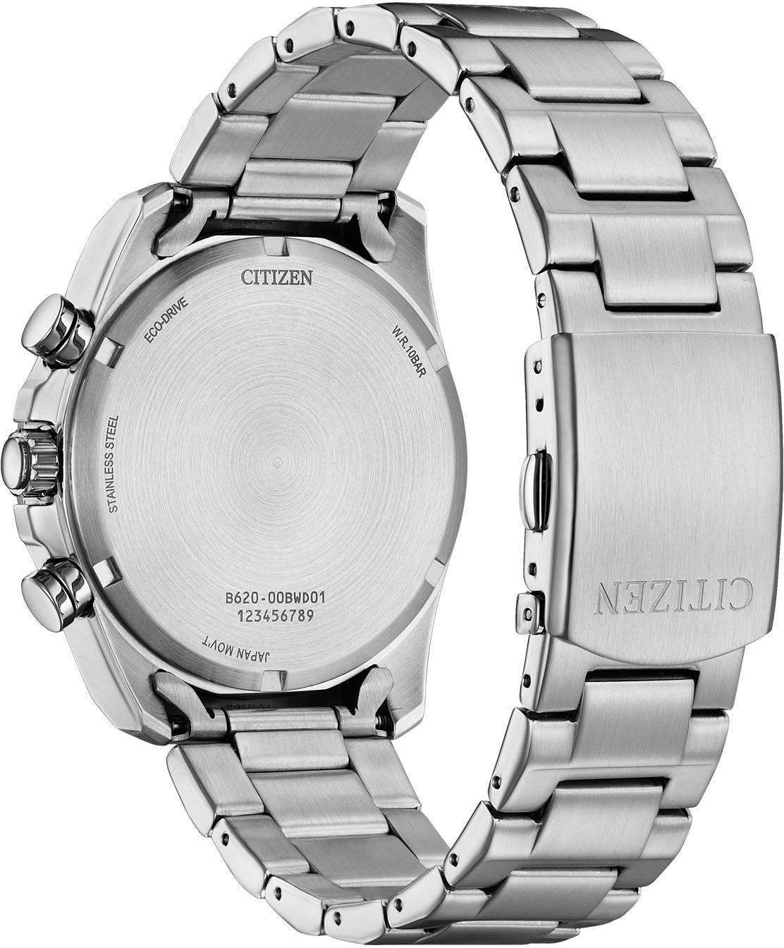 Citizen Chronograaf Polshorloge, solar, herenhorloge, leren band, analoog, dag, stopwatchfunctie