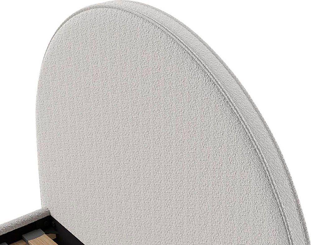 Vipack Gestoffeerd bed Moon, met fluffy bouclé stof in verschillende kleuren 2 breedtes (90 of 140 cm), lattenbodem, bouclé stof, naar keuze 4 kleuren