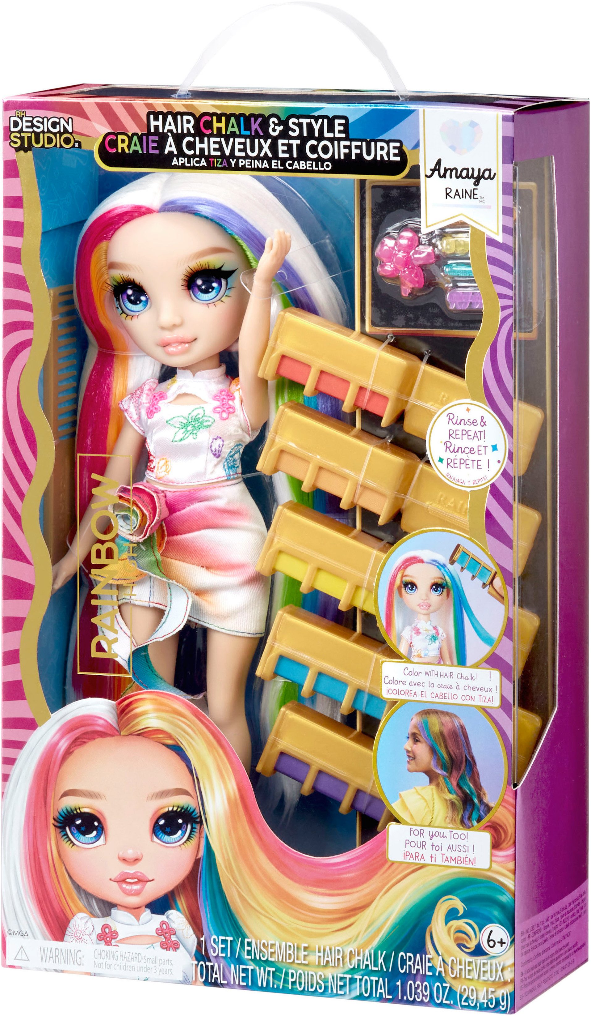 RAINBOW HIGH Aankleedpop Rainbow High Hair Chalk & Style Doll- Amaya (Rainbow)
