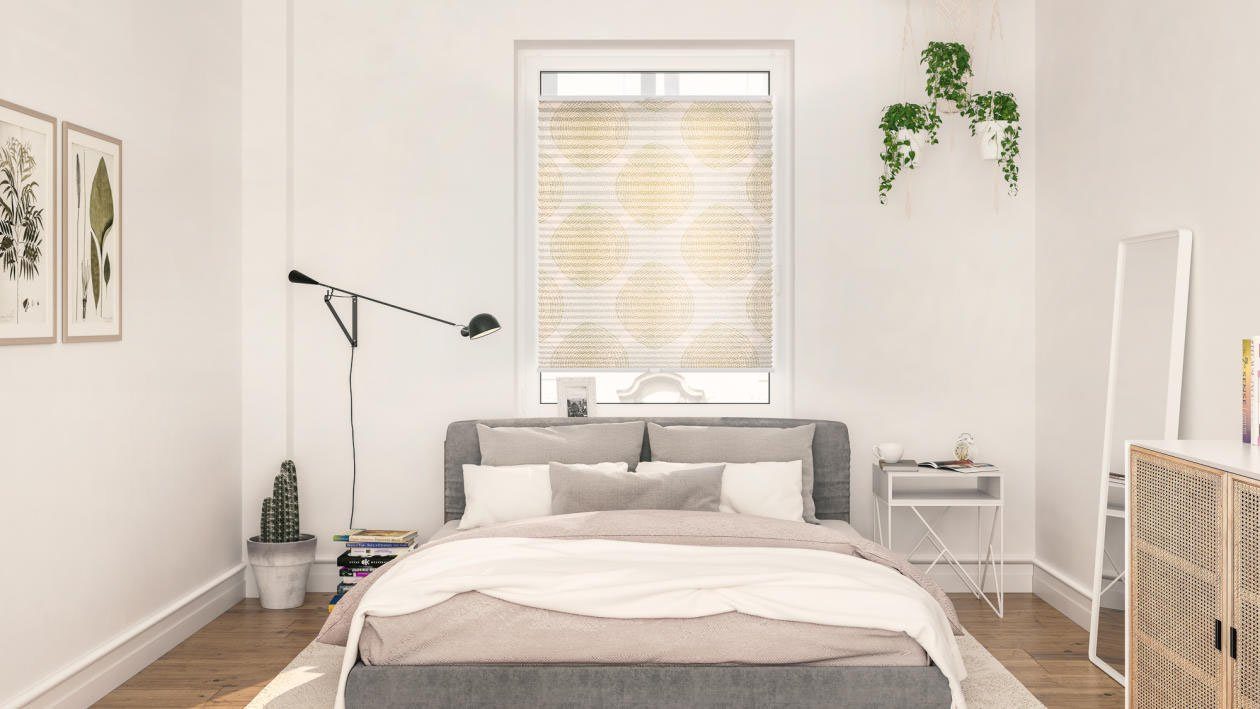 LICHTBLICK Plissé Klemmfix, zonder boren, ondoorzichtig, Stripy boho Drop India (1 stuk)