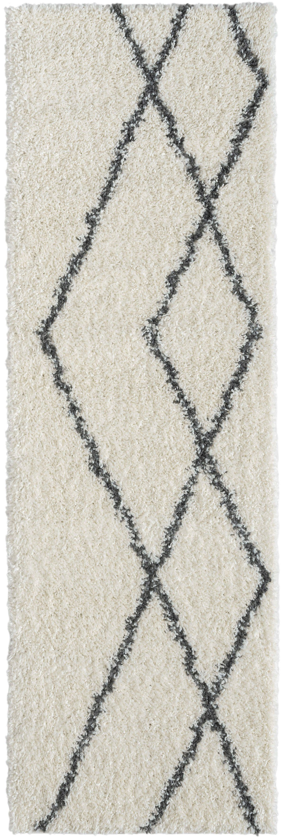 Myflair Möbel & Accessoires Hoogpolig vloerkleed My Shaggy Raute Shaggy, Scandi ruiten ontwerp, licht glanzend, extra fluffy
