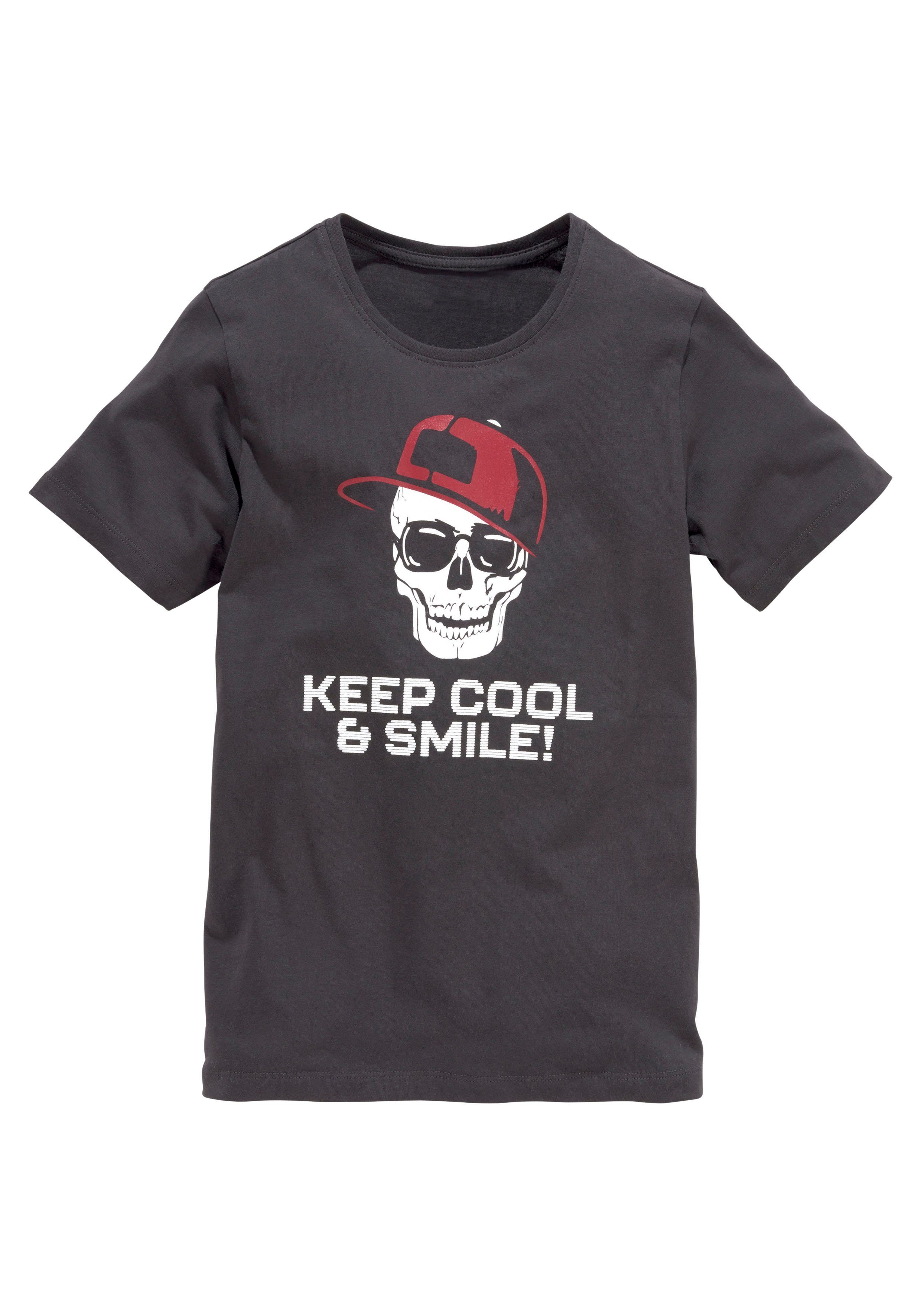 KIDSWORLD T-shirt Met spreuk-print: KEEP COOL... korte mouwen, basic gesneden, ronde hals, van katoen