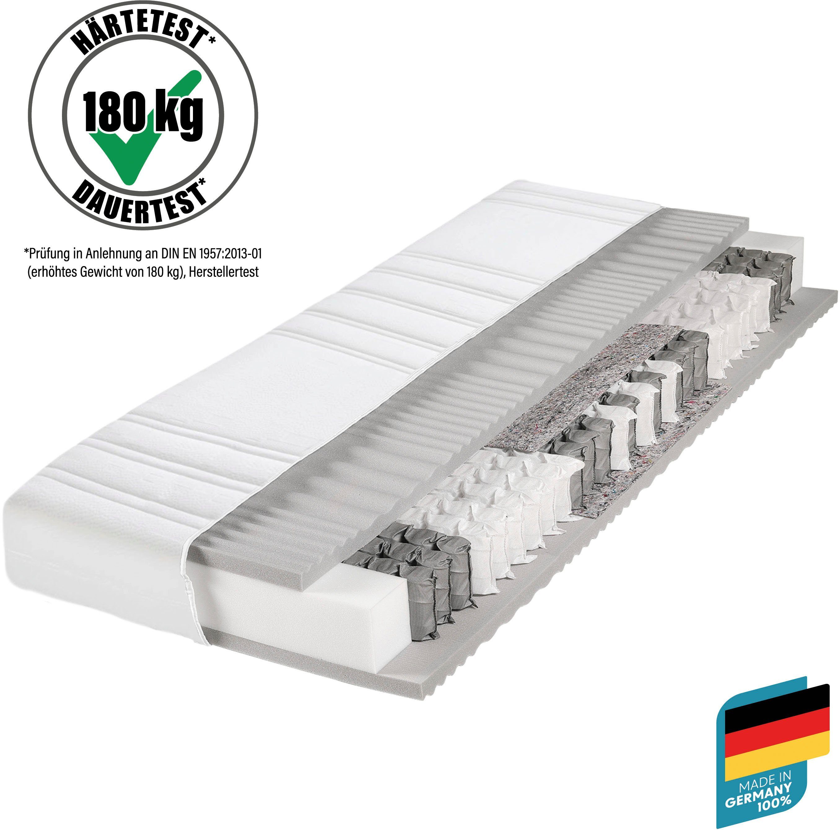 Beco Pocketveringsmatras BodyMax comfortabele matras in 90x200, 140x200 cm en andere afm hoogte 22 cm pocketvering matrassen maat 140 cm x 200 cm x