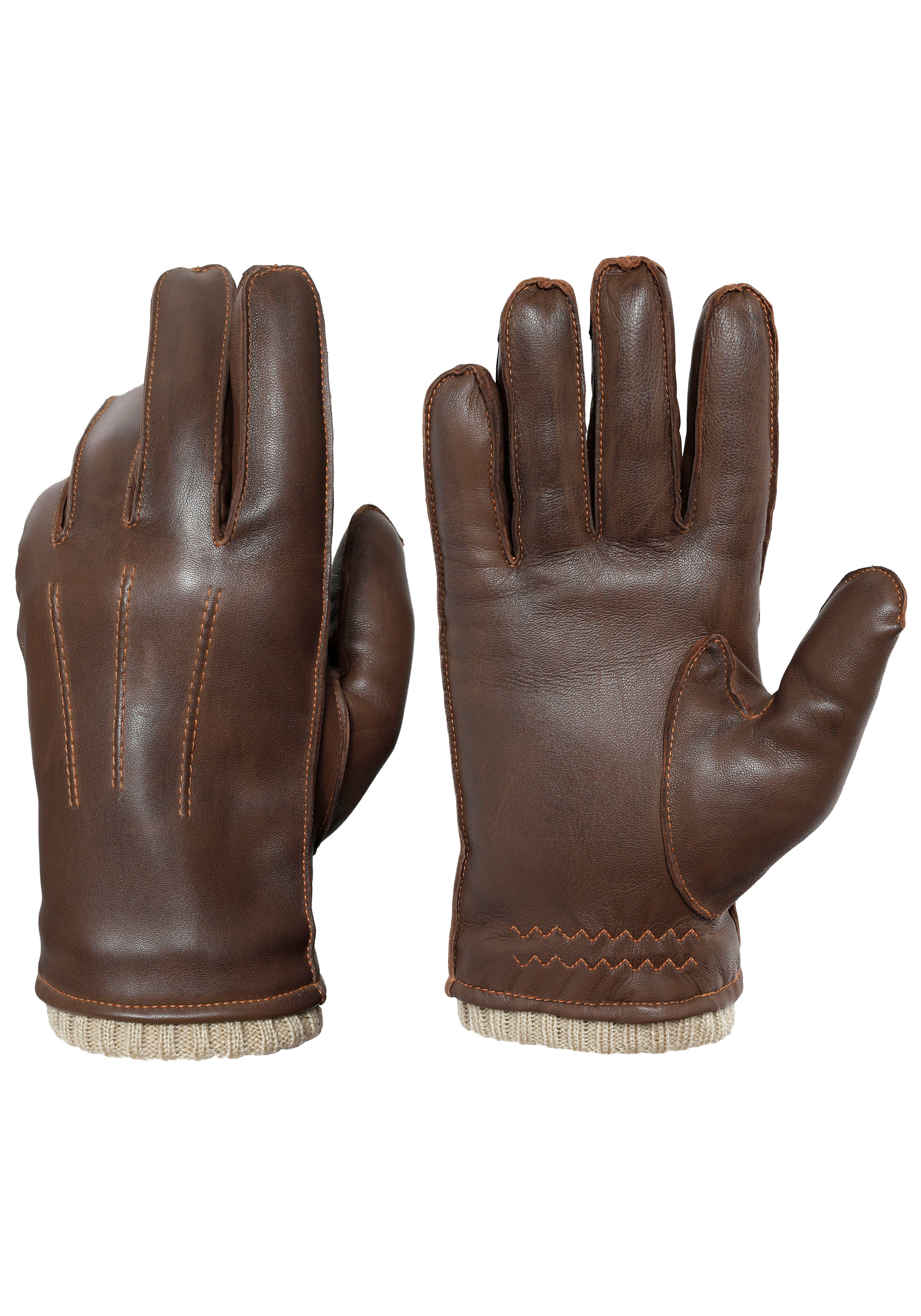 PEARLWOOD Leren handschoenen Wilson Vintage look door waxafwerking heren handschoenen maat 9,5 bruin