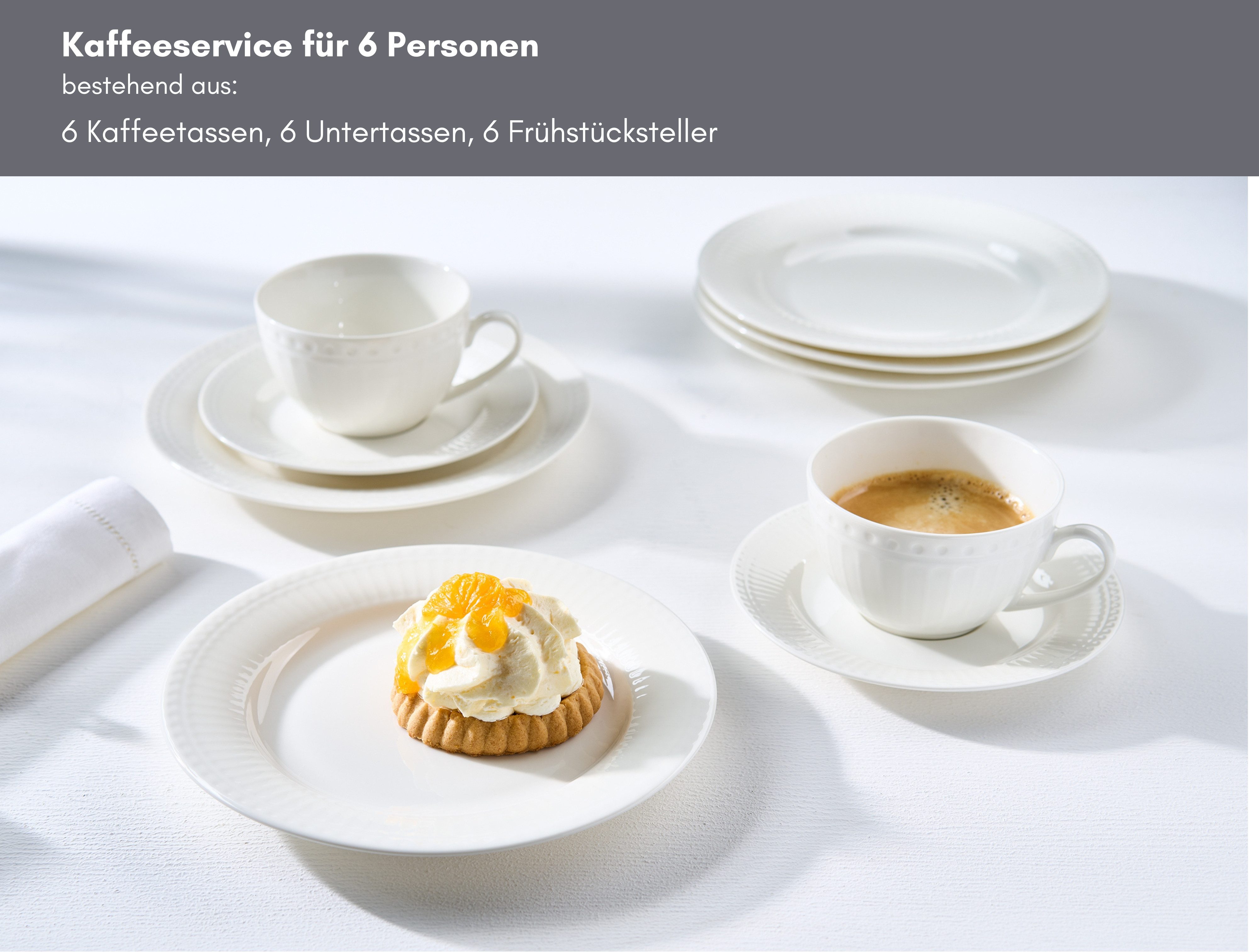 Ritzenhoff & Breker Koffieservies Sofia Reliefdecoratie (set, 18-delig)