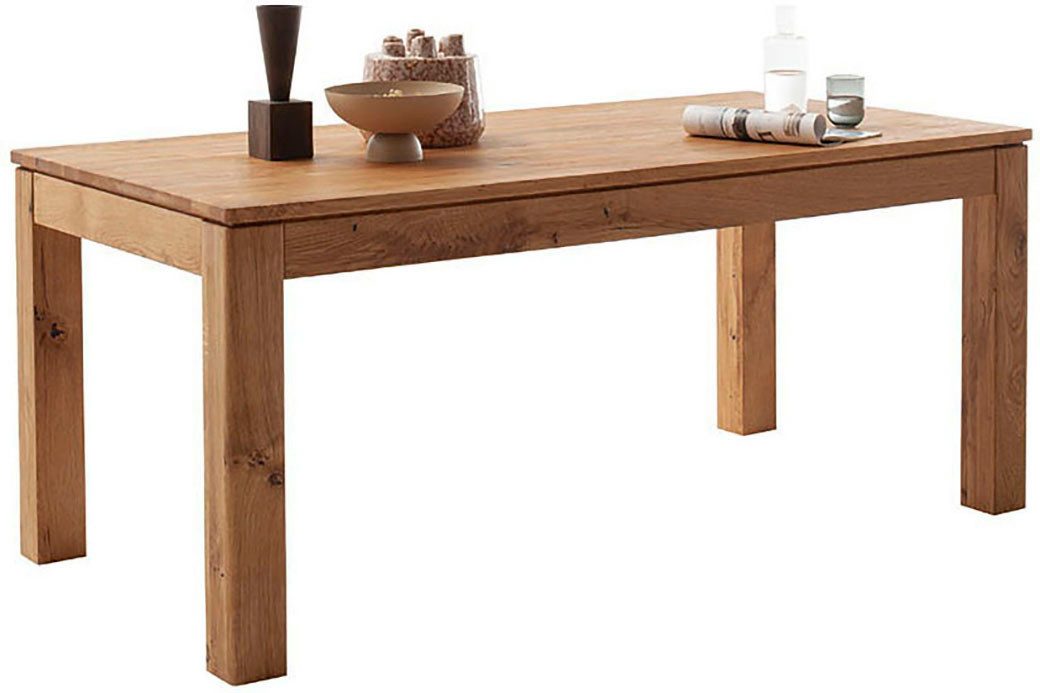 MCA furniture Eettafel ETNA 4-poot tafel Massief hout, doorlopende lamel, blokvoet 10x10 cm, tafelblad 2,5 cm