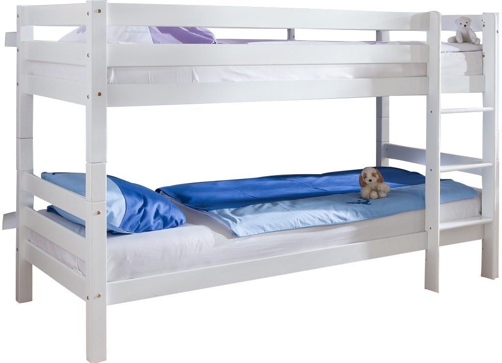 Relita Stapelbed Björn met oprolbare lattenbodem, om te bouwen tot 2 eenpersoonsbedden, massief beuken, 2 versies stapelbedden wit