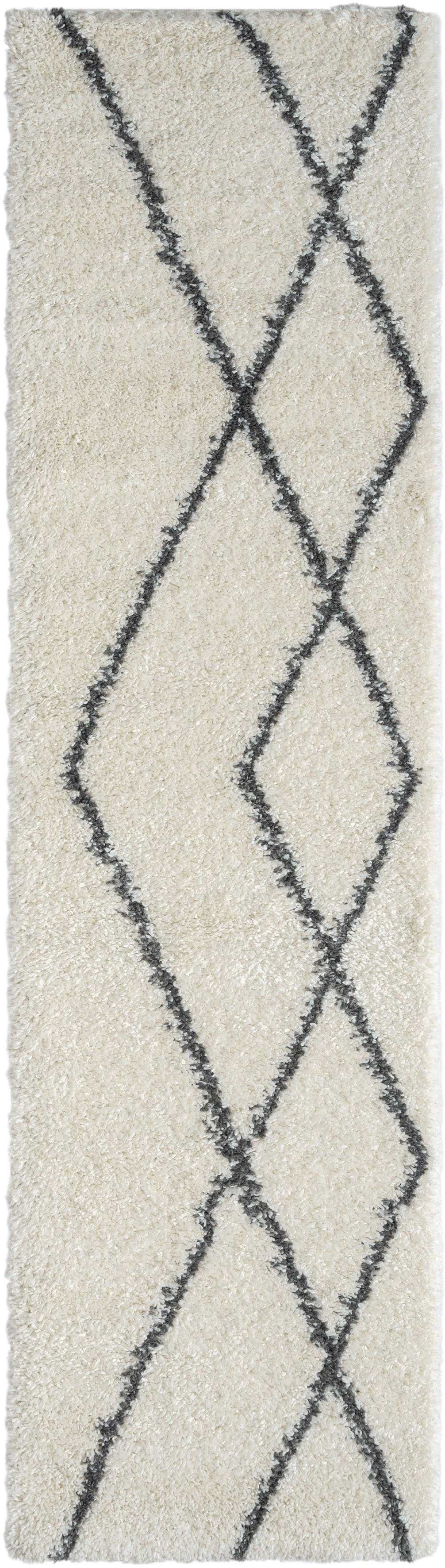 Myflair Möbel & Accessoires Hoogpolig vloerkleed My Shaggy Raute Shaggy, Scandi ruiten ontwerp, licht glanzend, extra fluffy