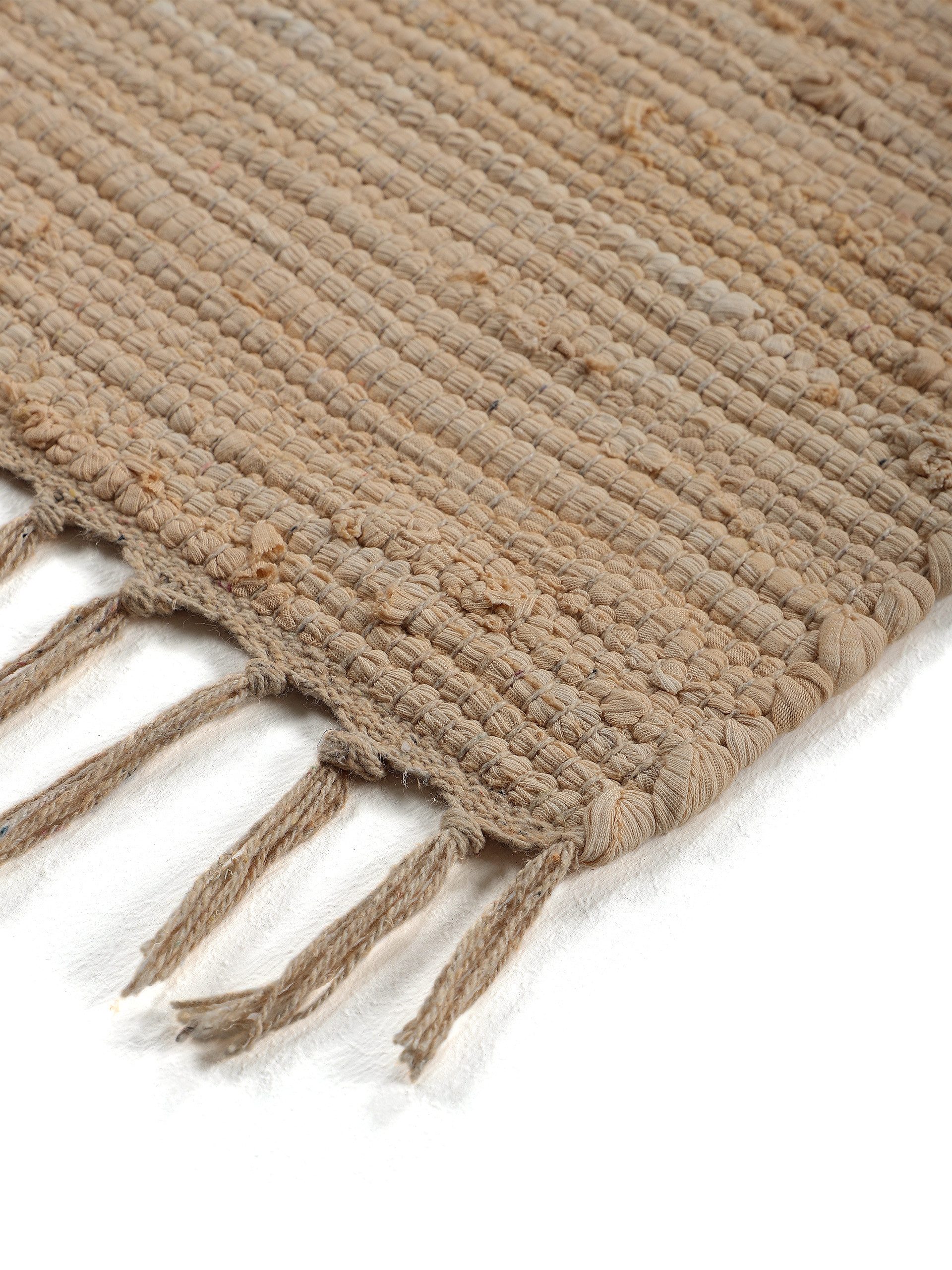 carpetfine Vloerkleed Kelim Chindi uni Tweezijdig te gebruiken kleed, puur katoen, met de hand geweven, unikleuren, met franje