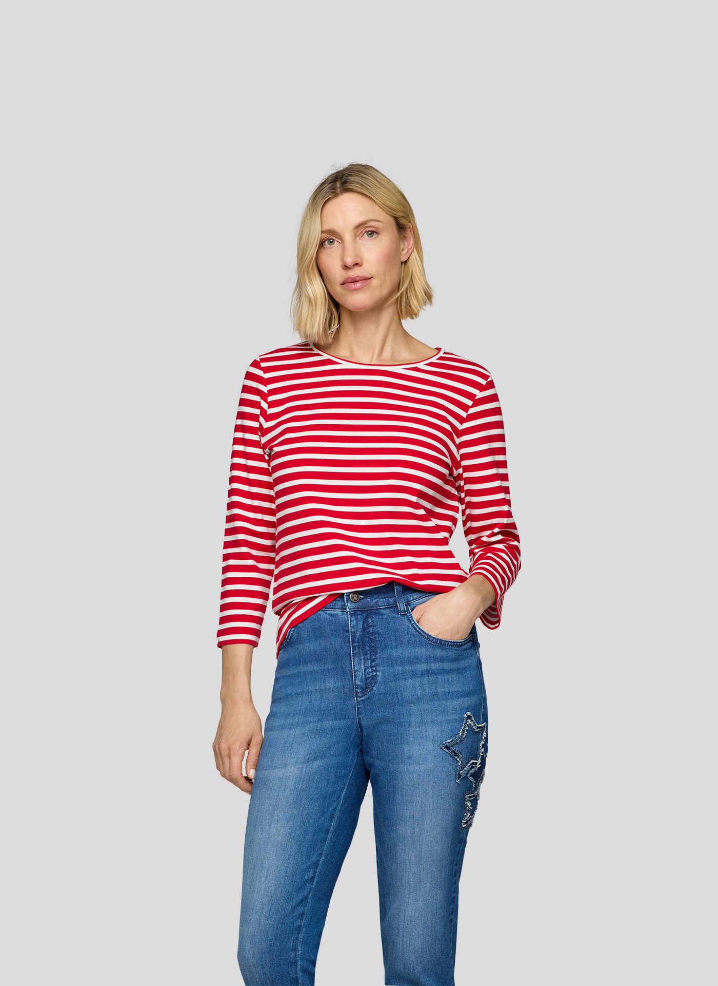 Rabe Shirt met 3/4 mouwen in streep-look
