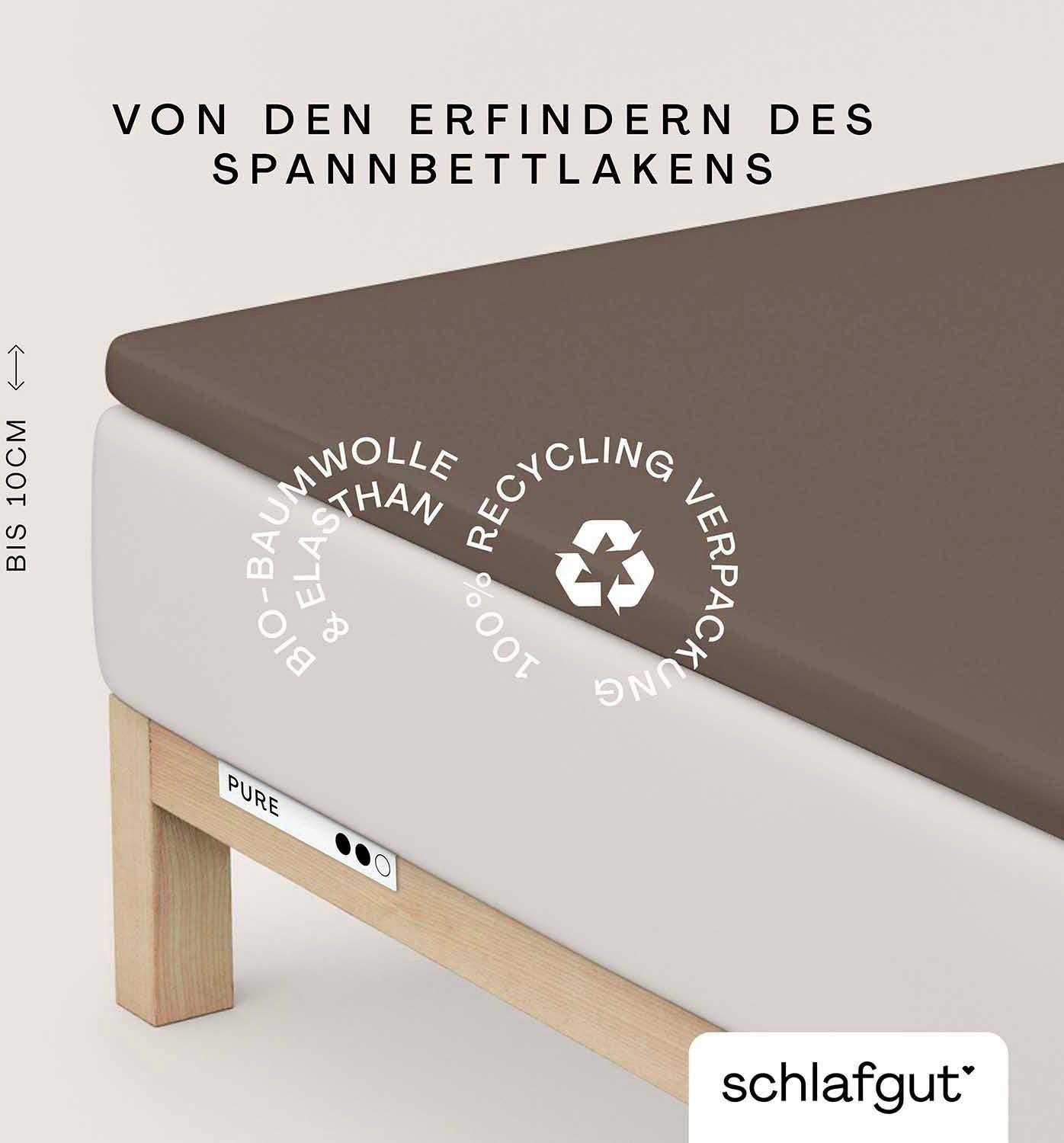 Schlafgut Hoeslaken PURE TOPPER in maat 90x200, 140x200 of 180x200 cm, hoes voor topper van 100% biologische katoen, voor matrassen tot 10 cm hoogte,