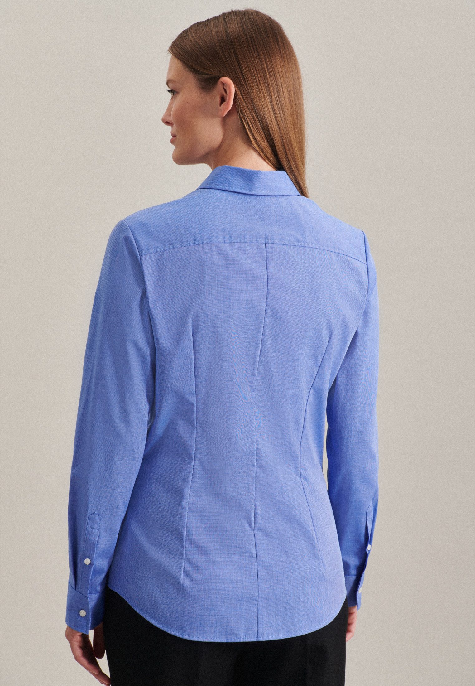 seidensticker Overhemdblouse Zwarte roos Lange mouwen kraag uni