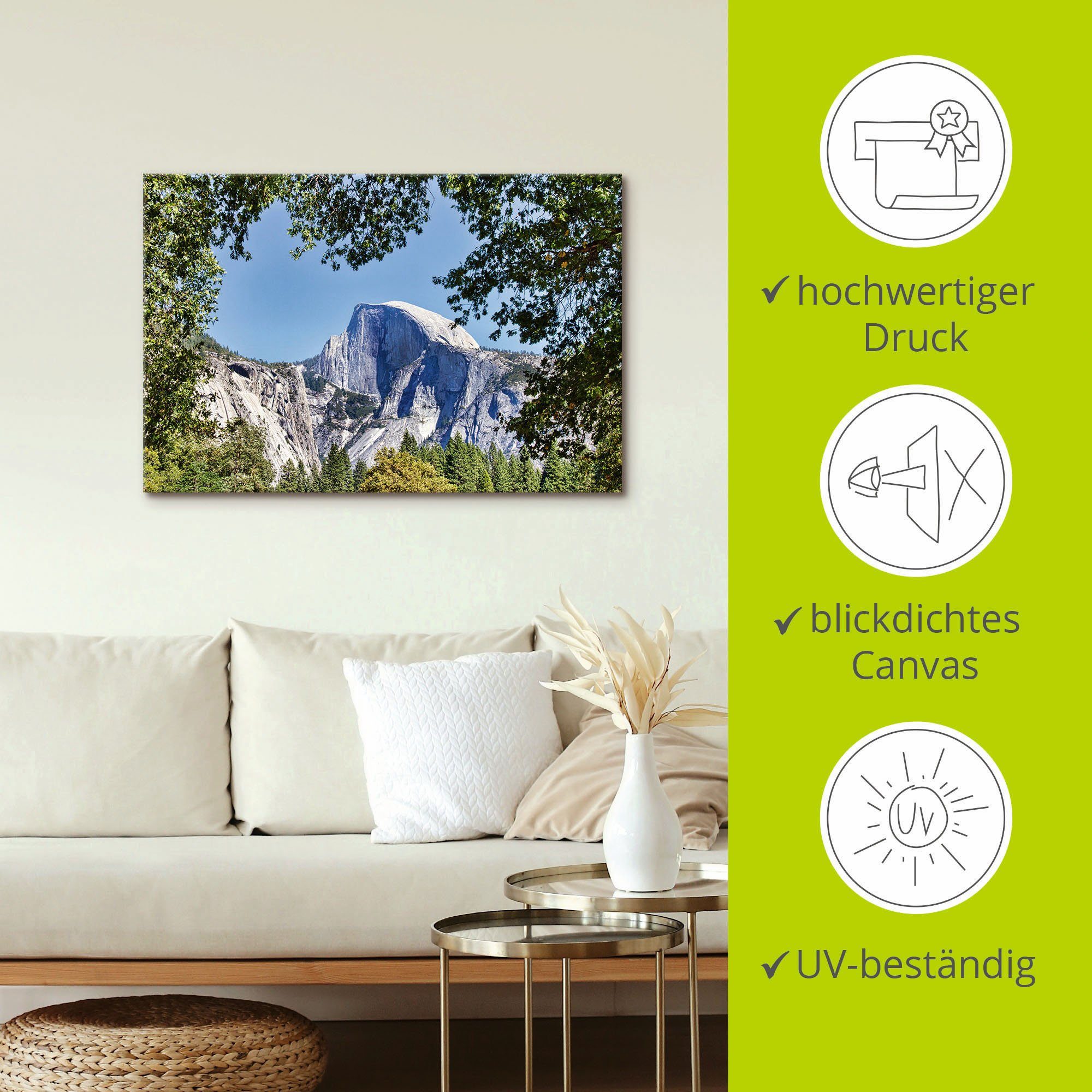 Artland Artprint YOSEMITE VALLEY Half Dome als artprint van aluminium, artprint op linnen, muursticker of poster in verschillende maten
