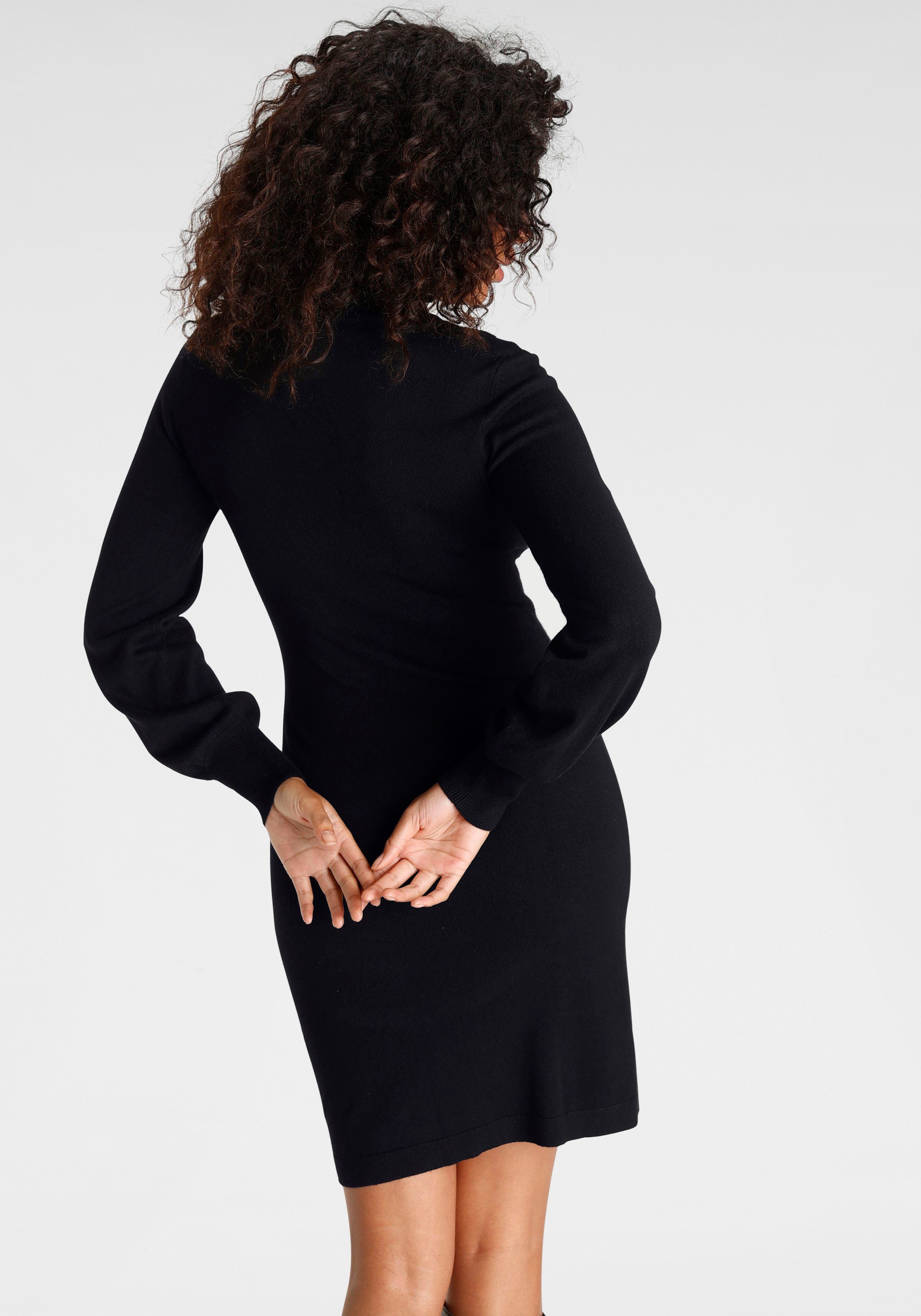 Laura Scott Gebreide jurk korte jurk, vrouwelijke look, van breiwerk, lange mouwen