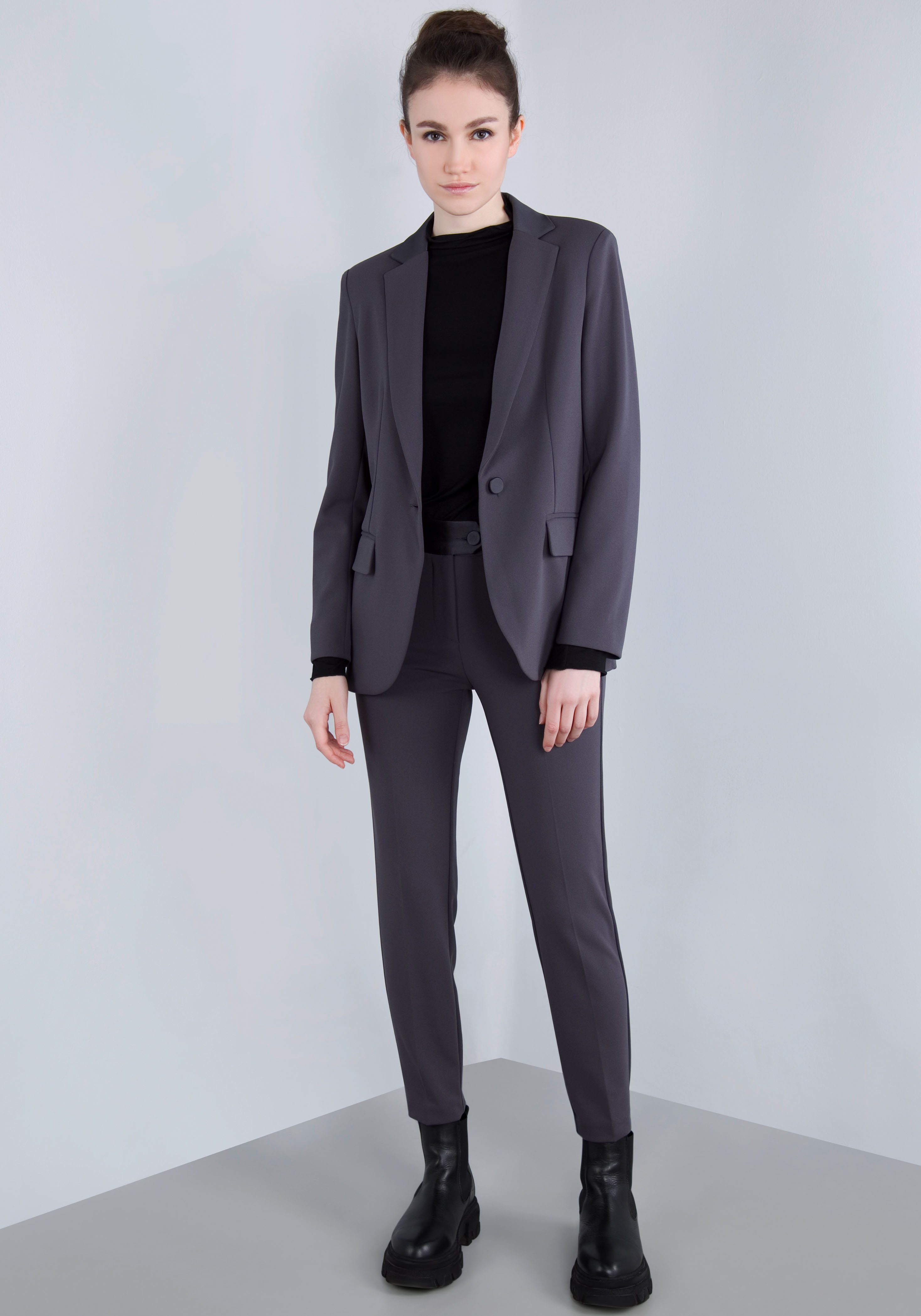IMPERIAL Lange blazer met satijnen details en stretch
