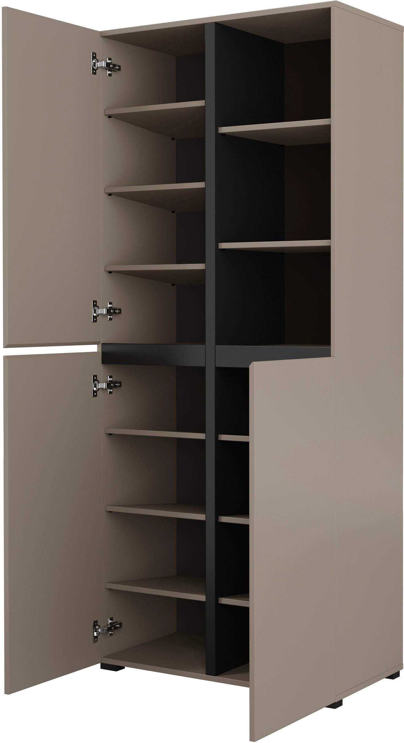 INOSIGN Schoenenkast Cross, Hoogte 183,5cm, moderne greeploze schoenenrek met 3 deuren Hoge kast met veel opbergruimte, plaats voor ongeveer 24 paar schoenen