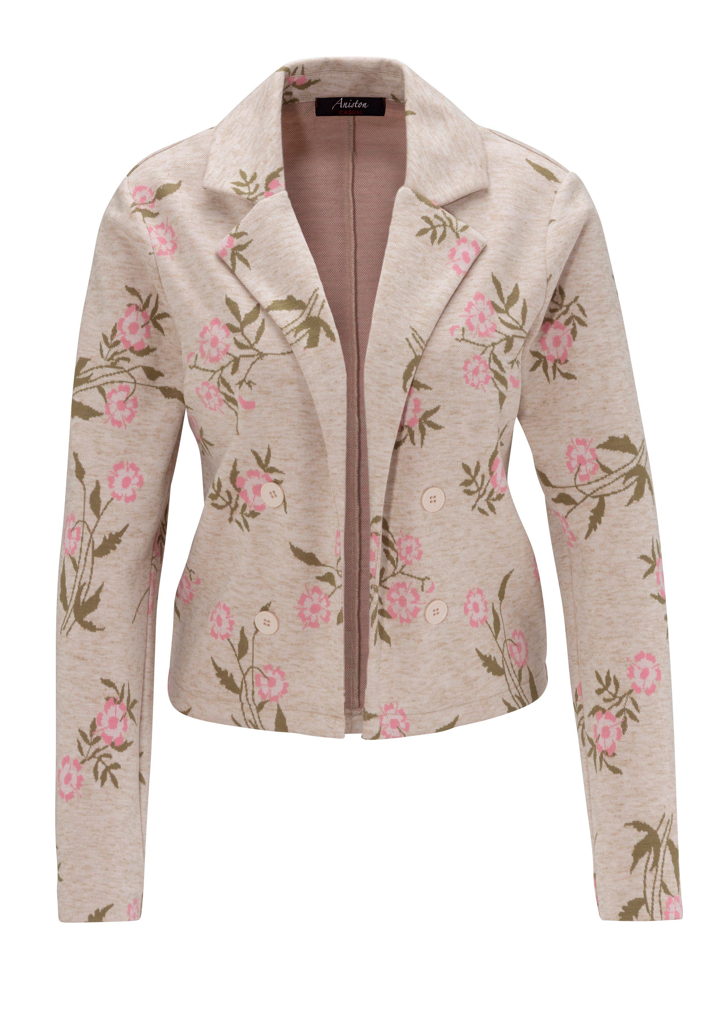 Aniston CASUAL Korte blazer met expressief bloemenmotief